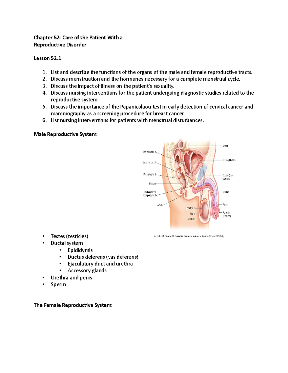 Chapter 52 reproductive disorders - Chapter 52: Care of the Patient ...