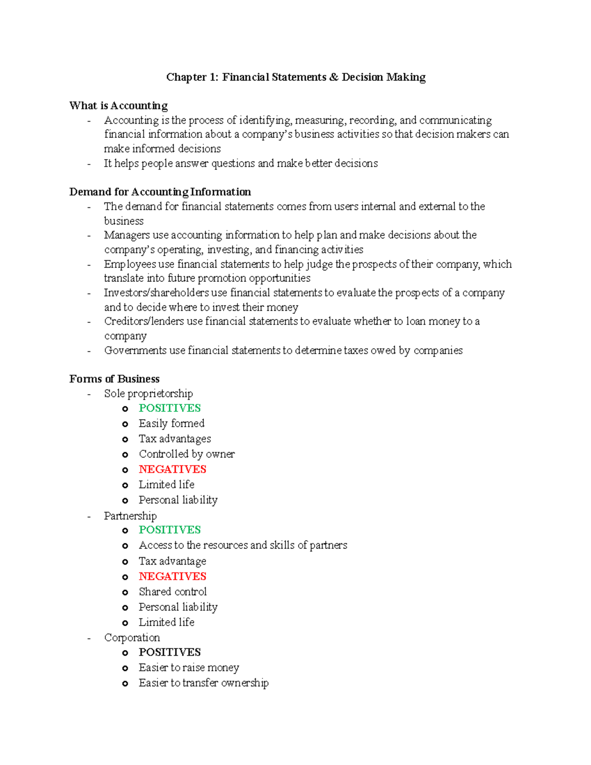 B) Chapter 1 - Notes - Financial ACcounting - Chapter 1: Financial ...