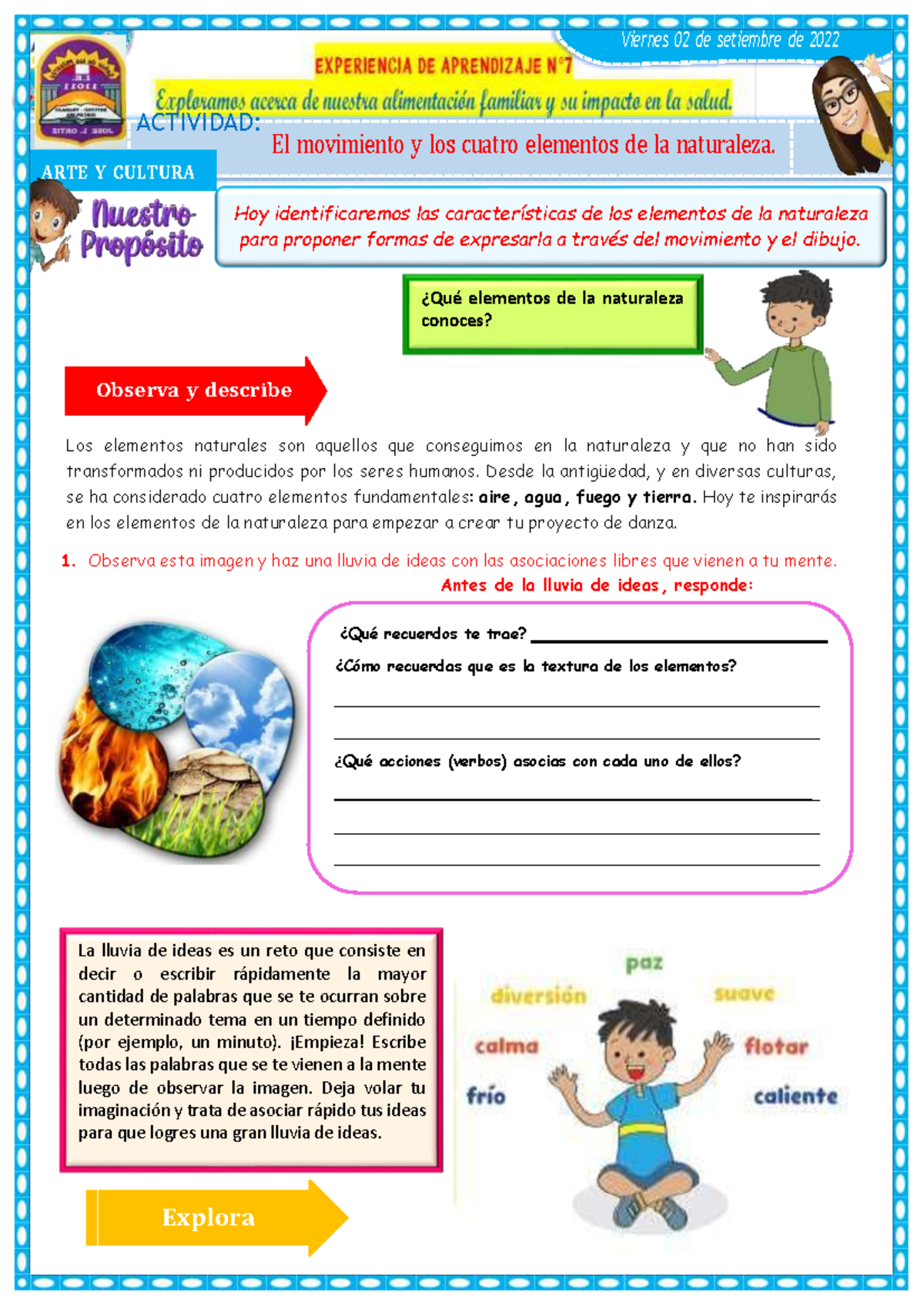 Actividad del viernes (1) - El movimiento y los cuatro elementos de la ...