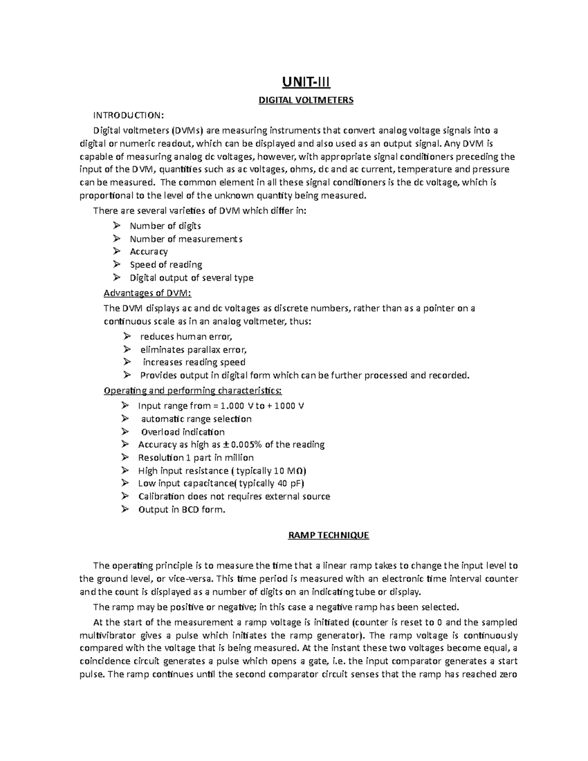 DVMs - Digital Volt Meter - UNIT-III DIGITAL VOLTMETERS INTRODUCTION ...