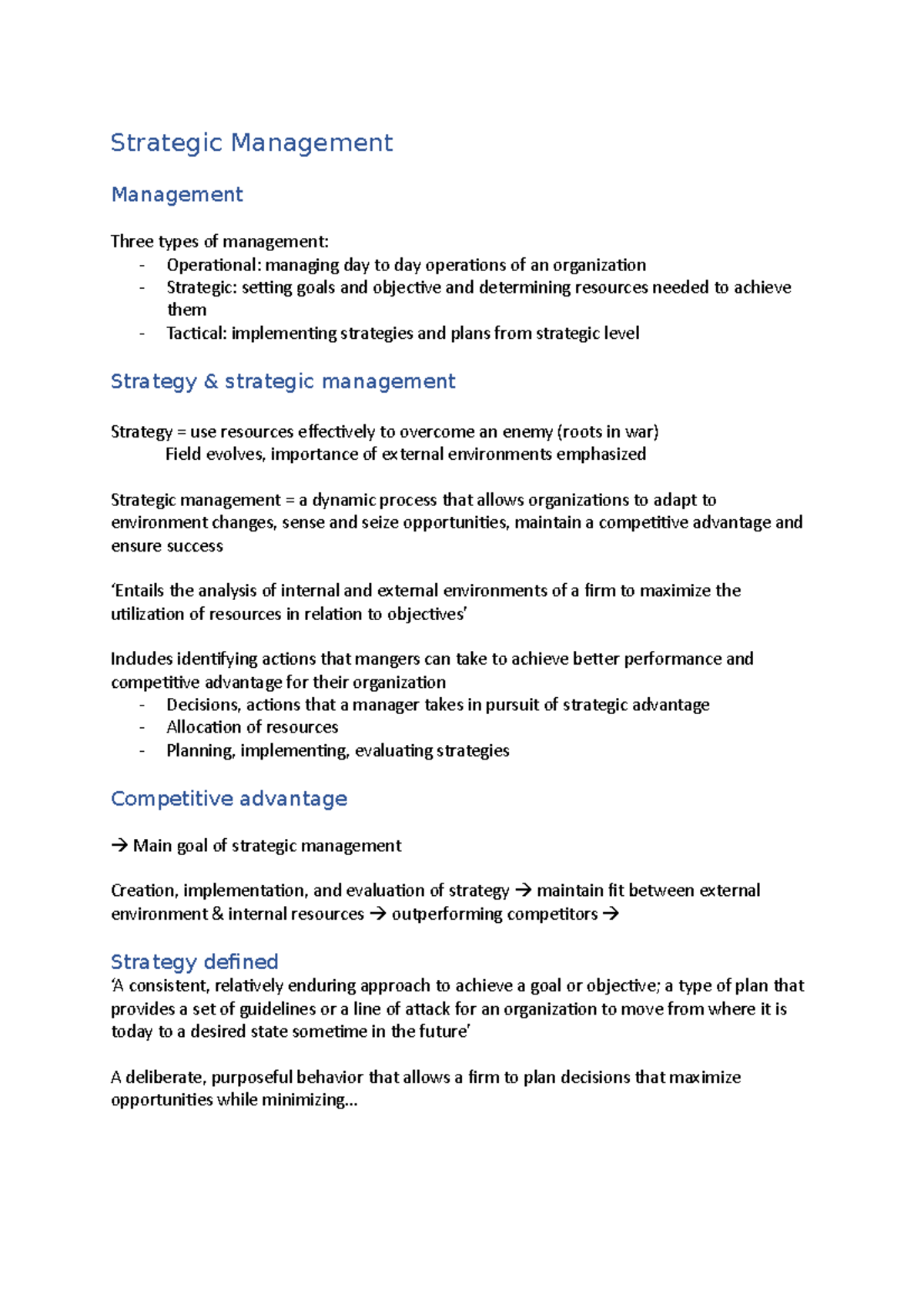 Strategic Management - Strategic Management Management Three Types Of ...