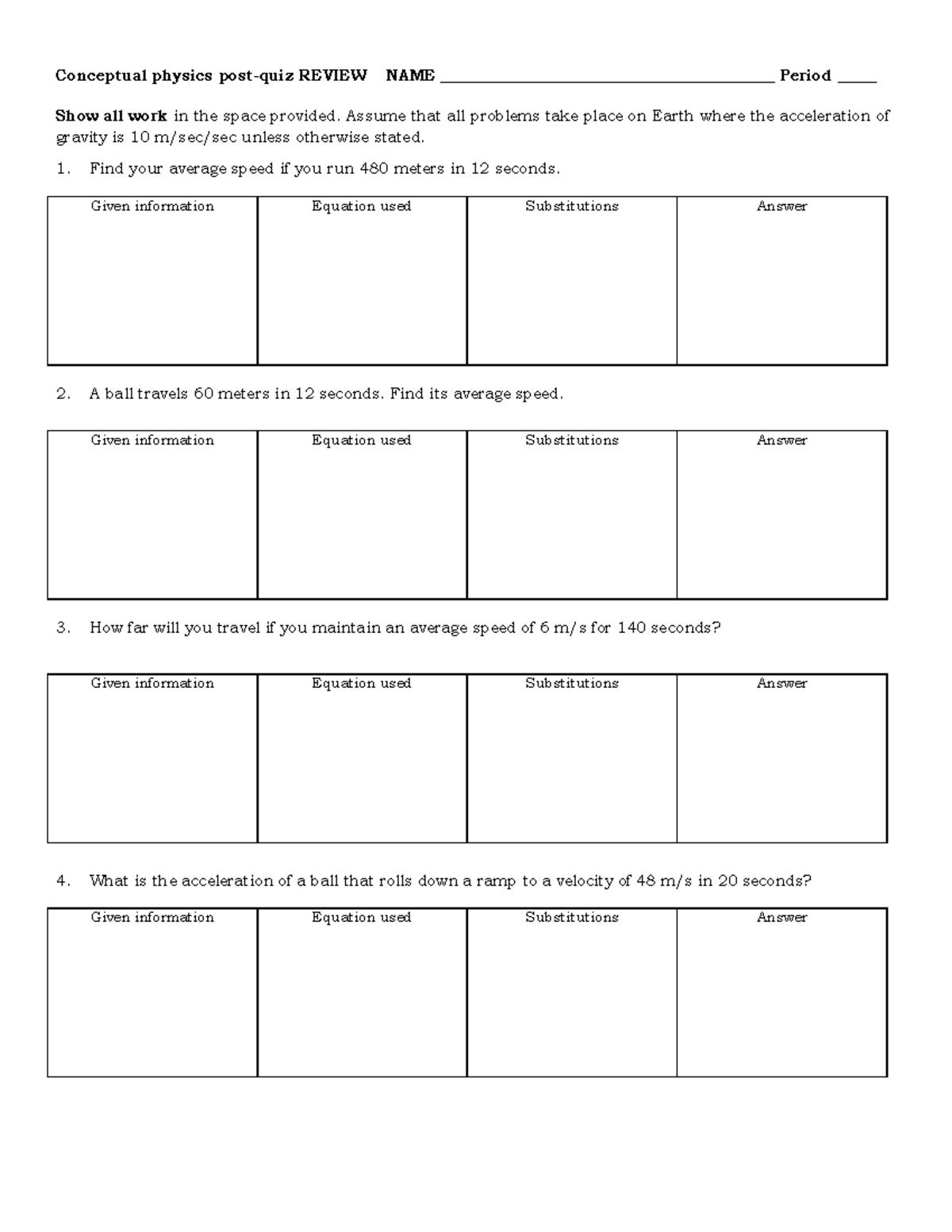 Beau Hudson Post quiz review Conceptual physics postquiz REVIEW