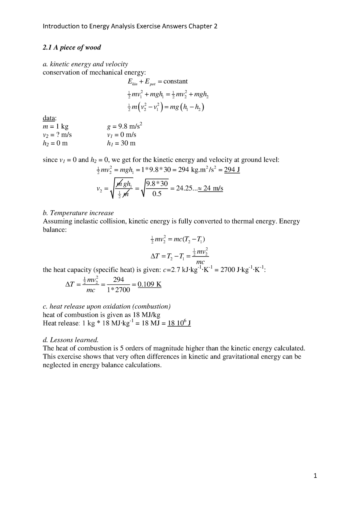 Solutions Introduction To Energy Analysis Chapter 2 Studeersnel