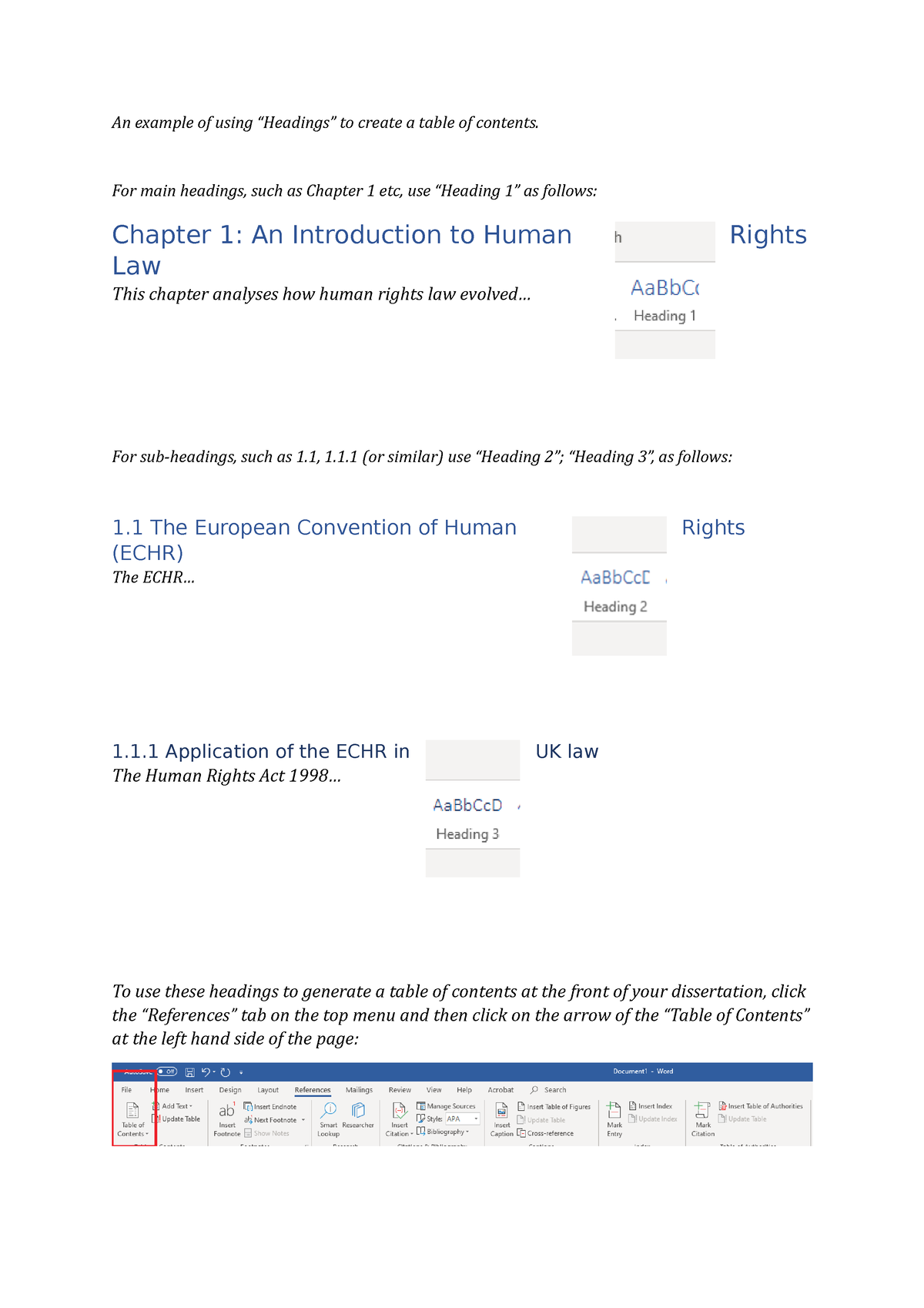 How To Create Table Of Contents From Headings In Word