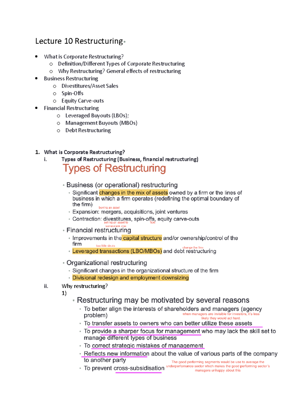 Lecture 10 Restructuring note - Lecture 10 Restructuring• What is ...