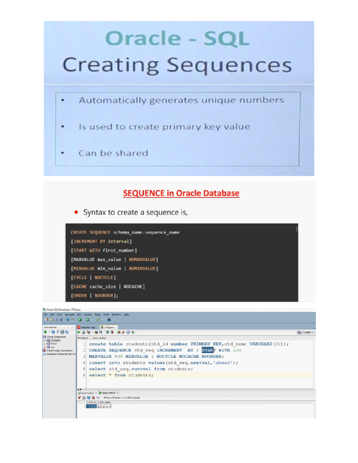 Oracle Sequnce - Advance Database System - Oracle SQL Creating ...