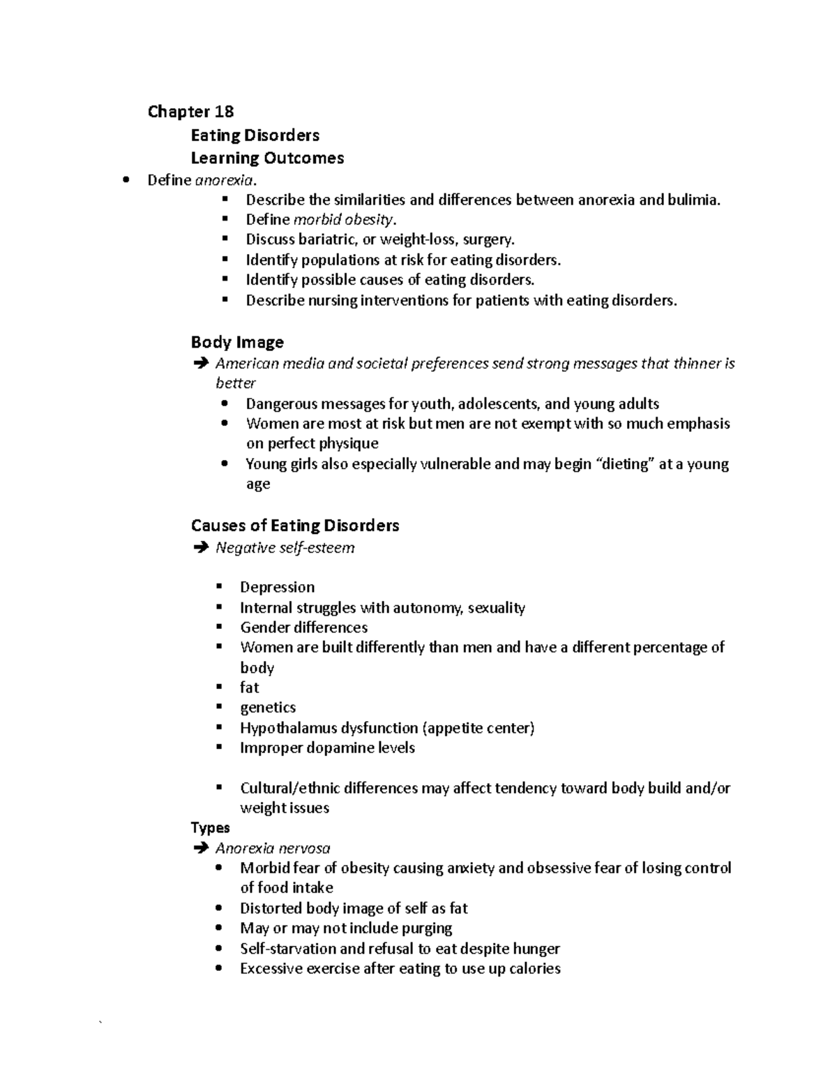 Chapter 18 mental health - Chapter 18 Eating Disorders Learning ...
