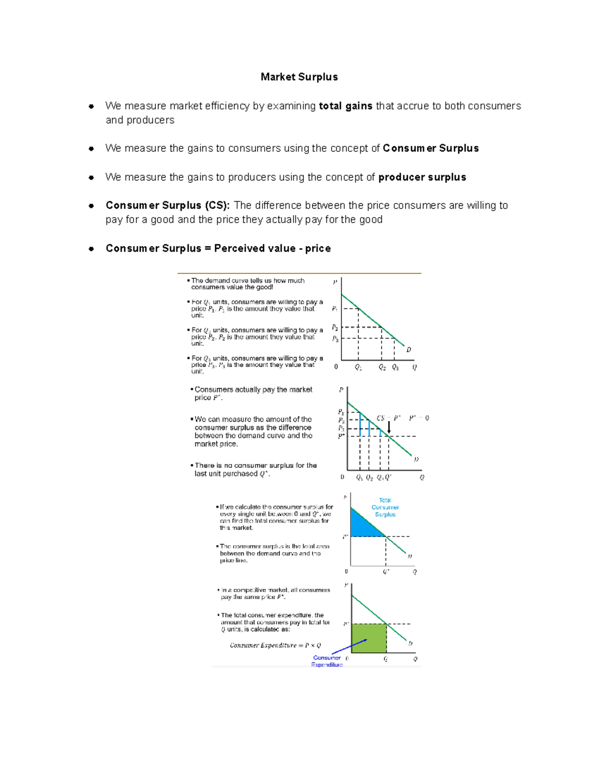 Copy of Microecon ch4 - video TB notes - Market Surplus We measure ...