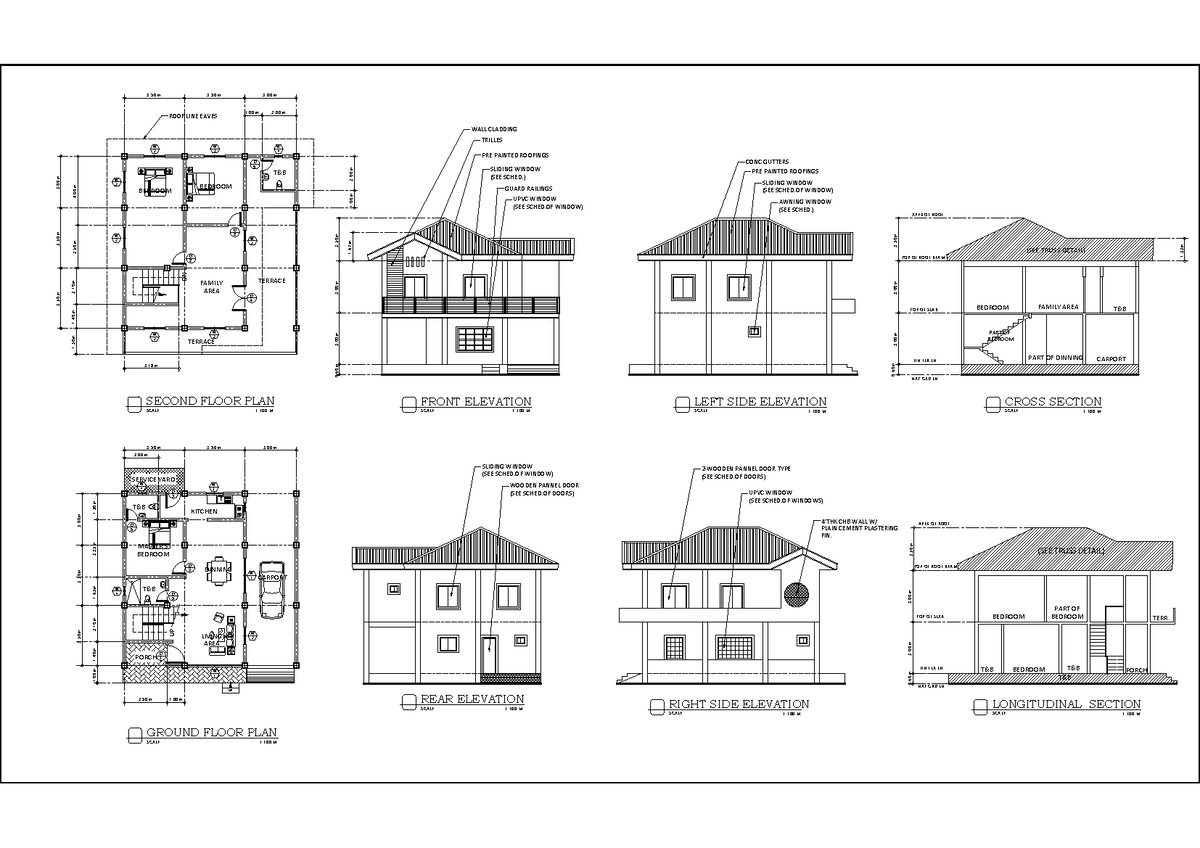 Elevation-plan-sample - GROUND FLOOR PLAN SCALE 1:100 M FRONT ELEVATION ...