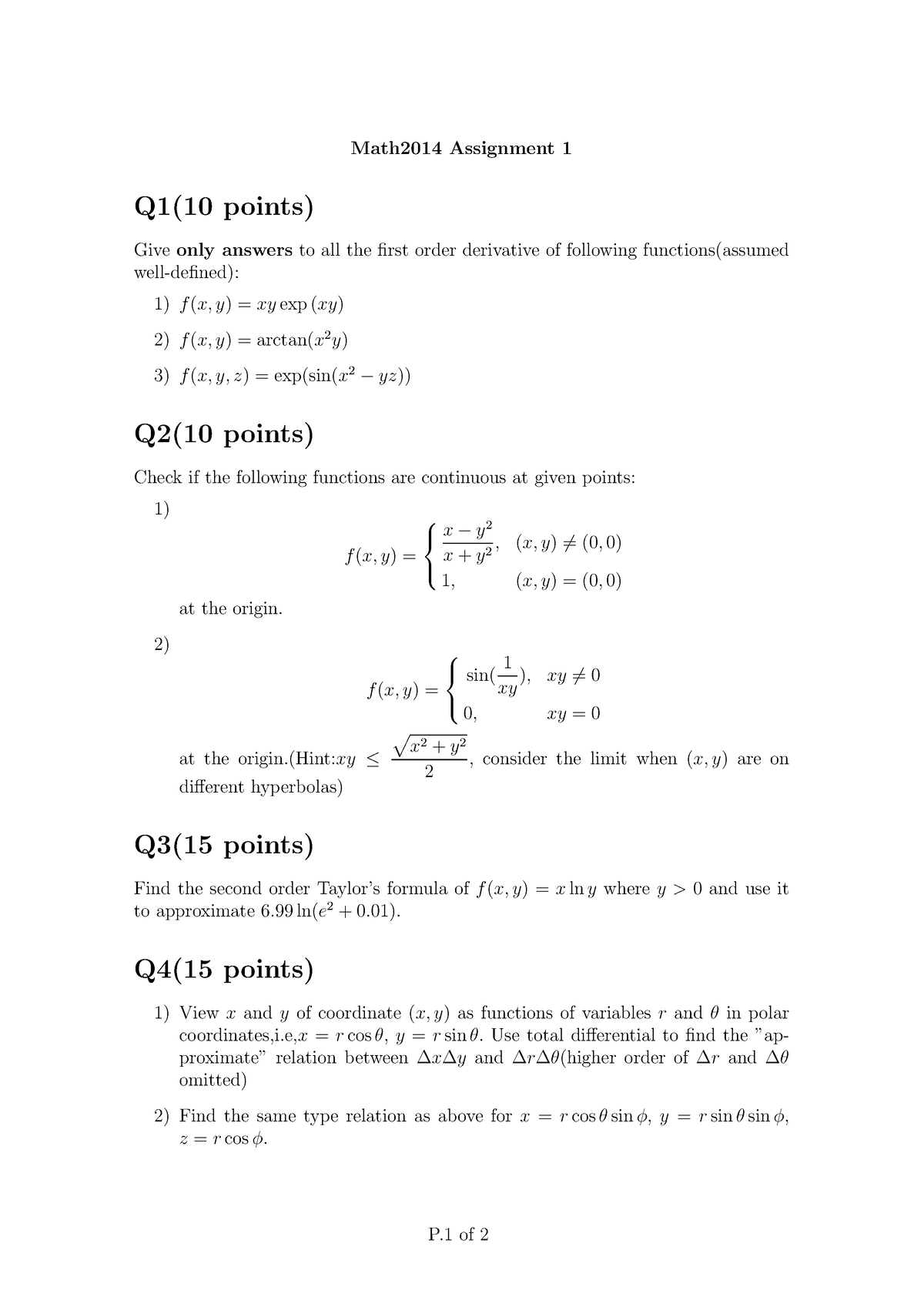 assignment-1-f-x-y-sin-1-xy-xy-6-0-0-xy-0-at-the-origin