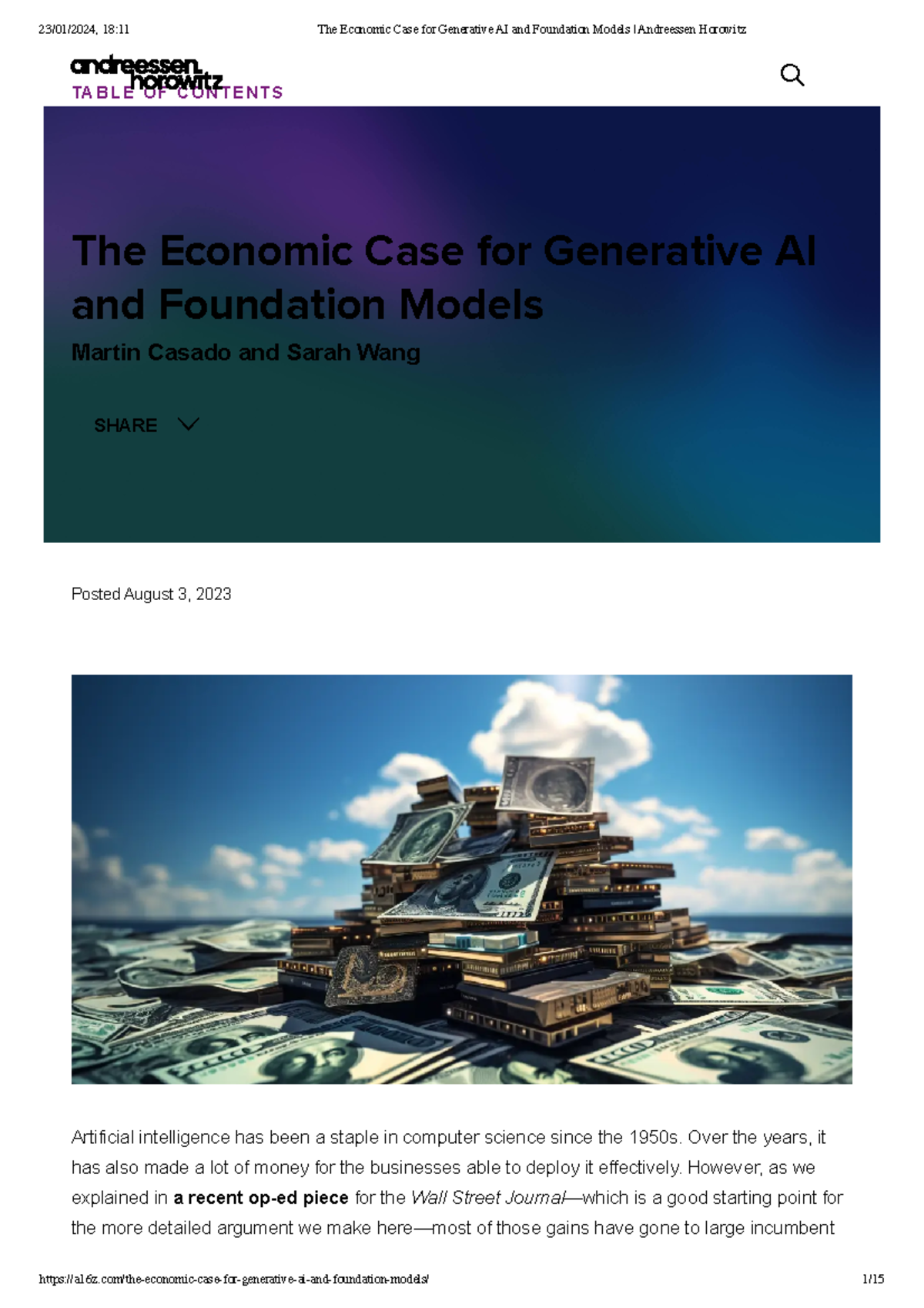 The Economic Case For Generative AI And Foundation Models Andreessen ...