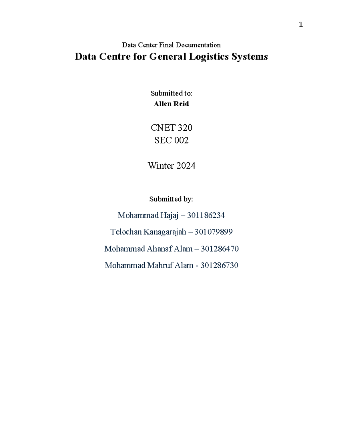 CNET 320 Final project W24 - Data Center Final Documentation Data ...