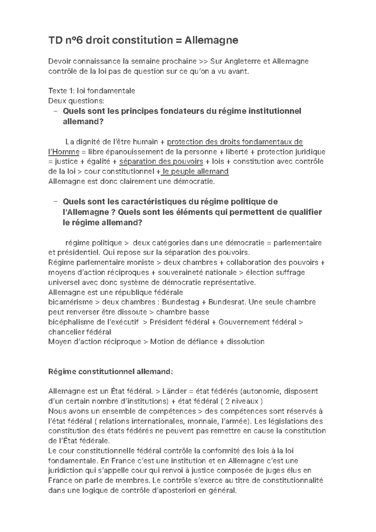 TD n°6 droit constitution = Allemagne TD n°6 droit constitution