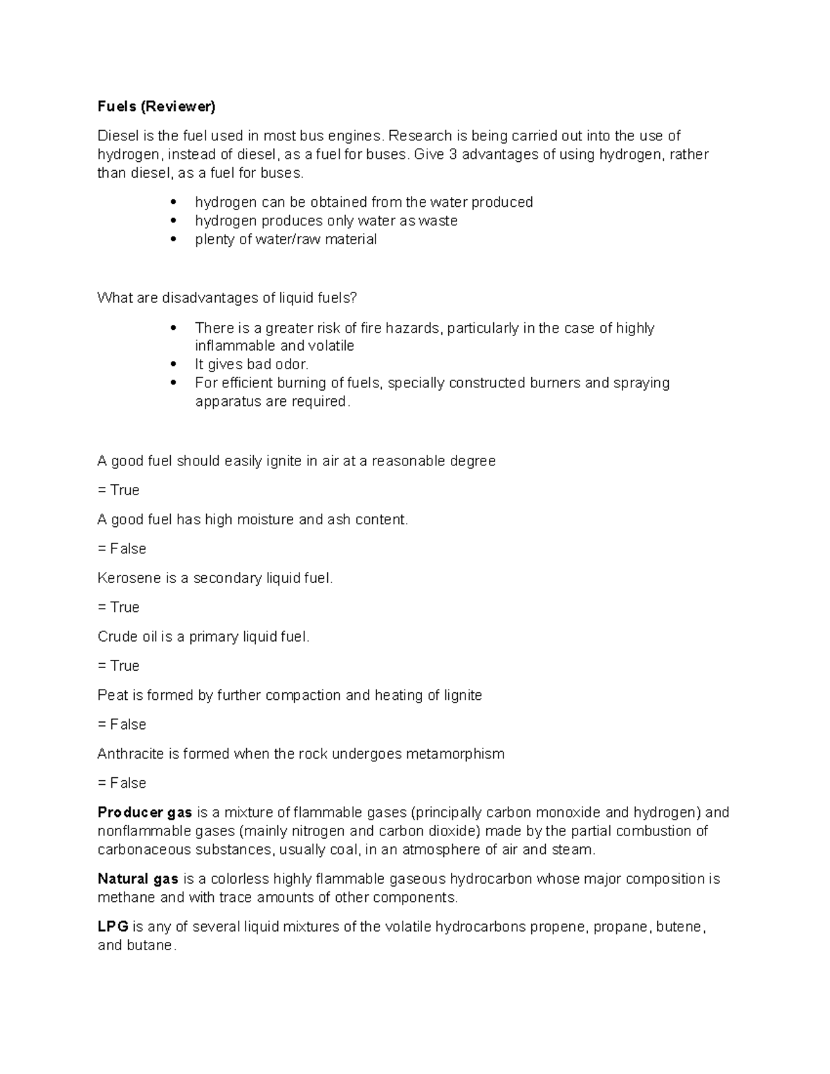 Fuels 1 - Course work for CFE Lec and contains sample questions from ...