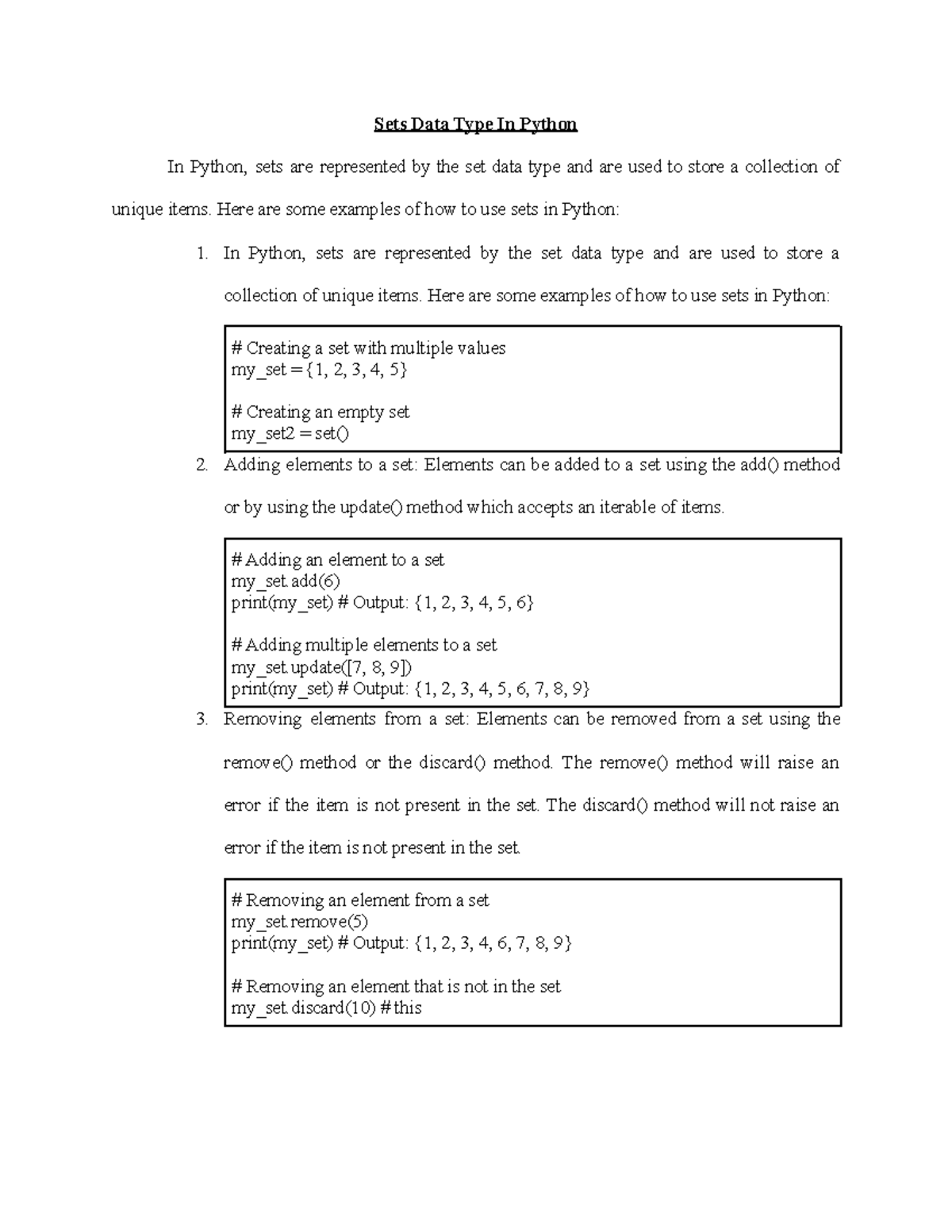 Sets Data Type In Python - Here are some examples of how to use sets in ...