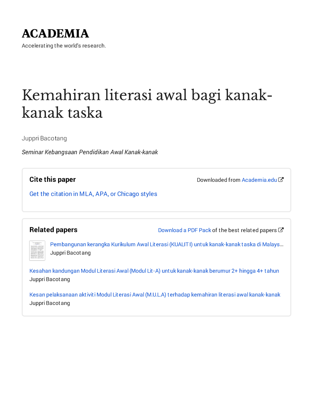 6 - Note - Accelerating The World's Research. Kemahiran Literasi Awal ...