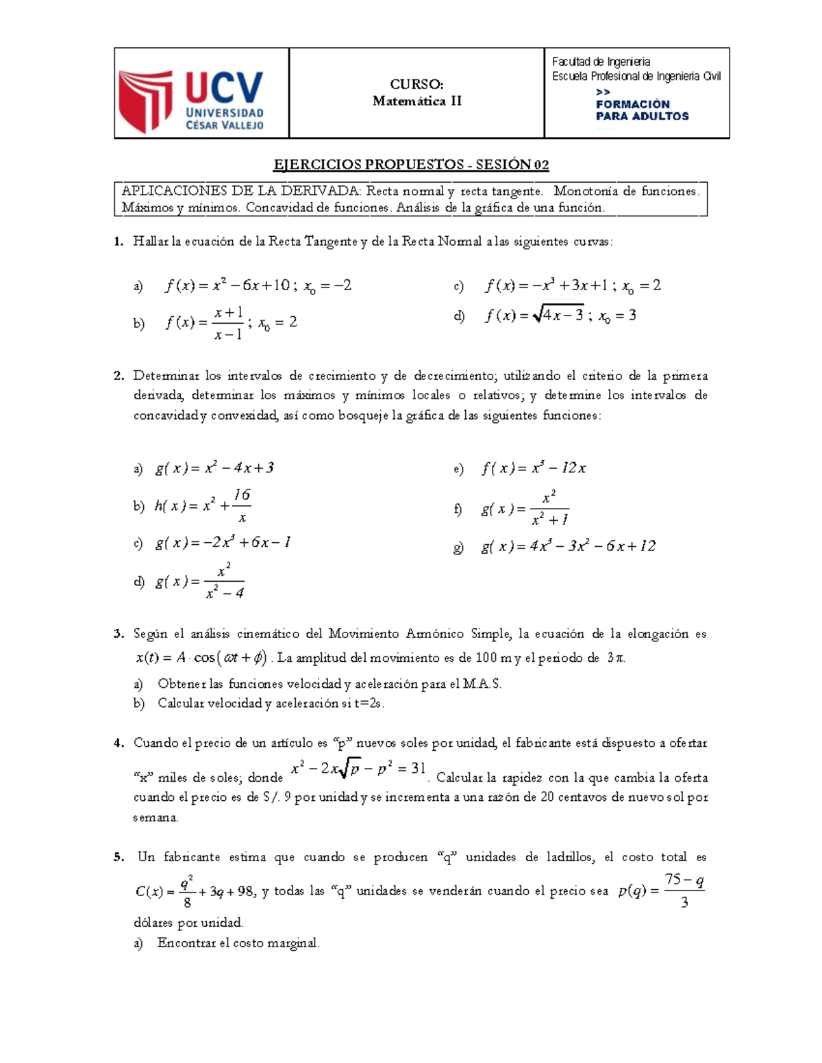 Calculadora Ecuacion De La Recta Tangente Sesión 02 01 Hoja de Trabajo Aplicaciones - Warning: TT: undefined  function: 32 CURSO: Matemática II - StuDocu