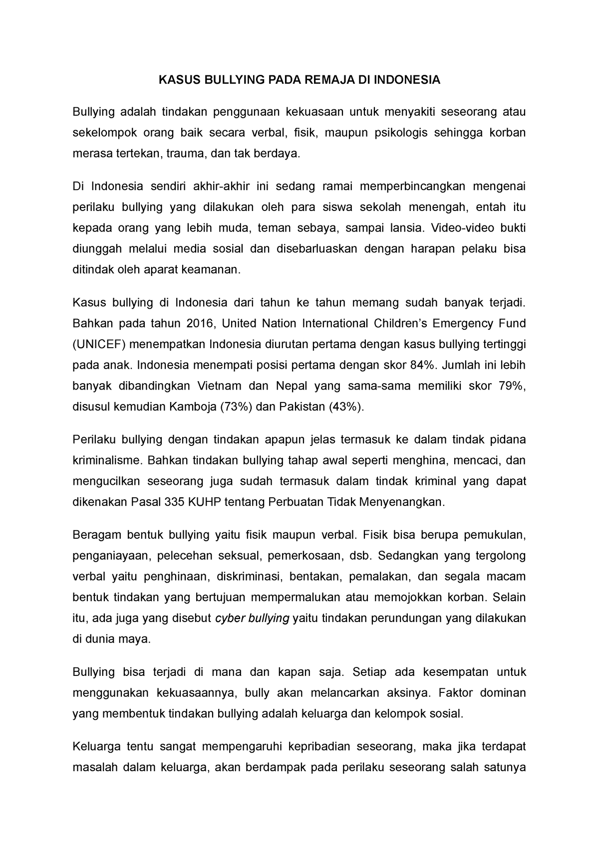 essay bullying indonesia