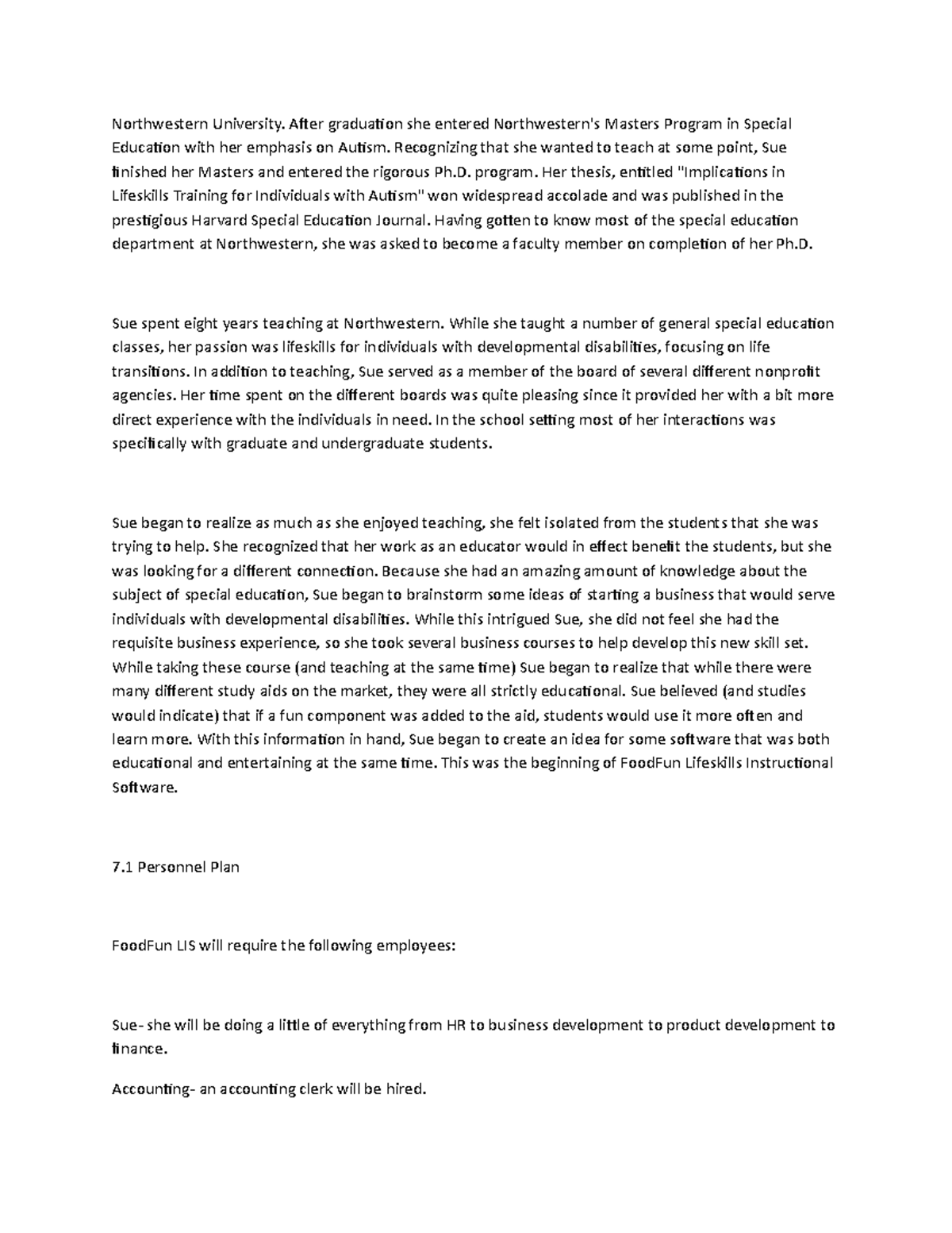 Business plan Lecture notes 110 Northwestern University. After