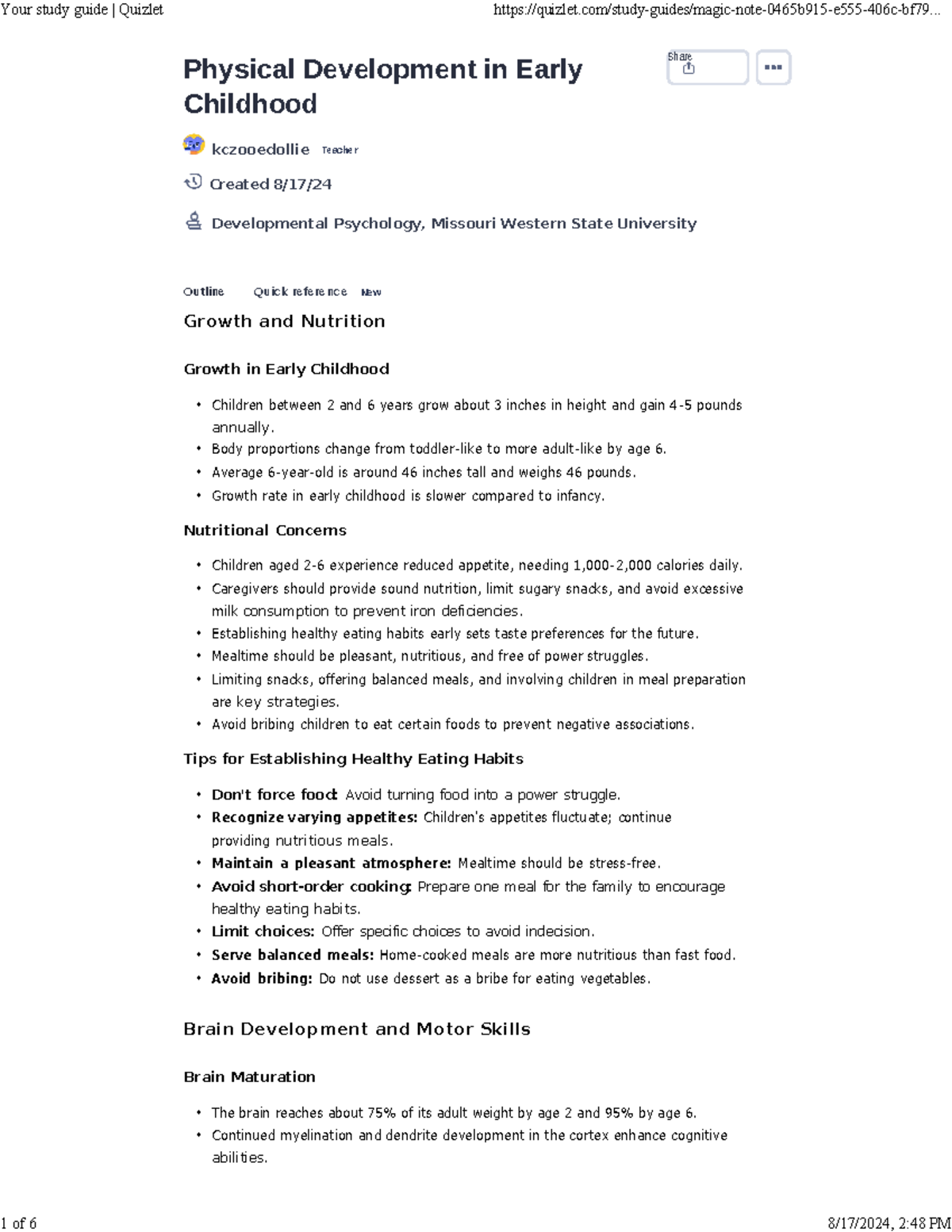 Chapter #7-Physical Development in Early Childhood - Dev psych-2024 ...