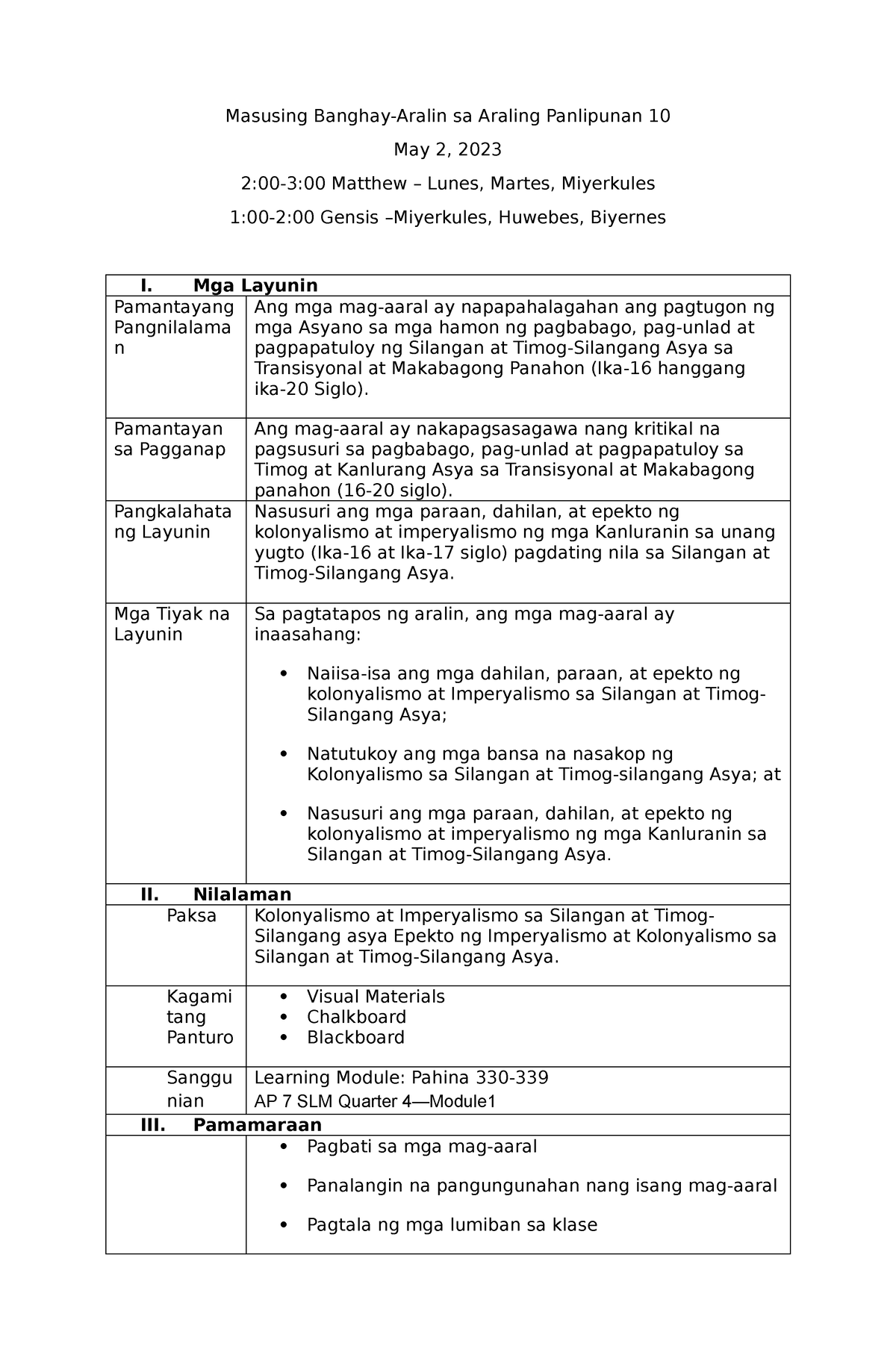 Lesson Plan In Grade 7 Araling Panlipunan Masusing Banghay Ar Nbkomputer 0342