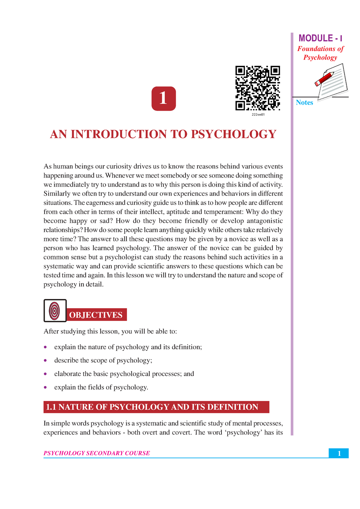 Chapter-1 - Bpcc101.. Usefull - MODULE - I Foundations Of Psychology An ...