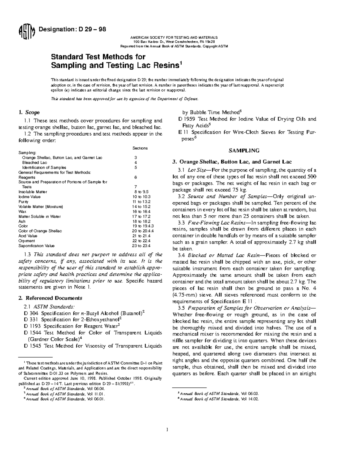 D29 - kjgjftyrsd - Designation: D 29 – 98 Standard Test Methods for ...