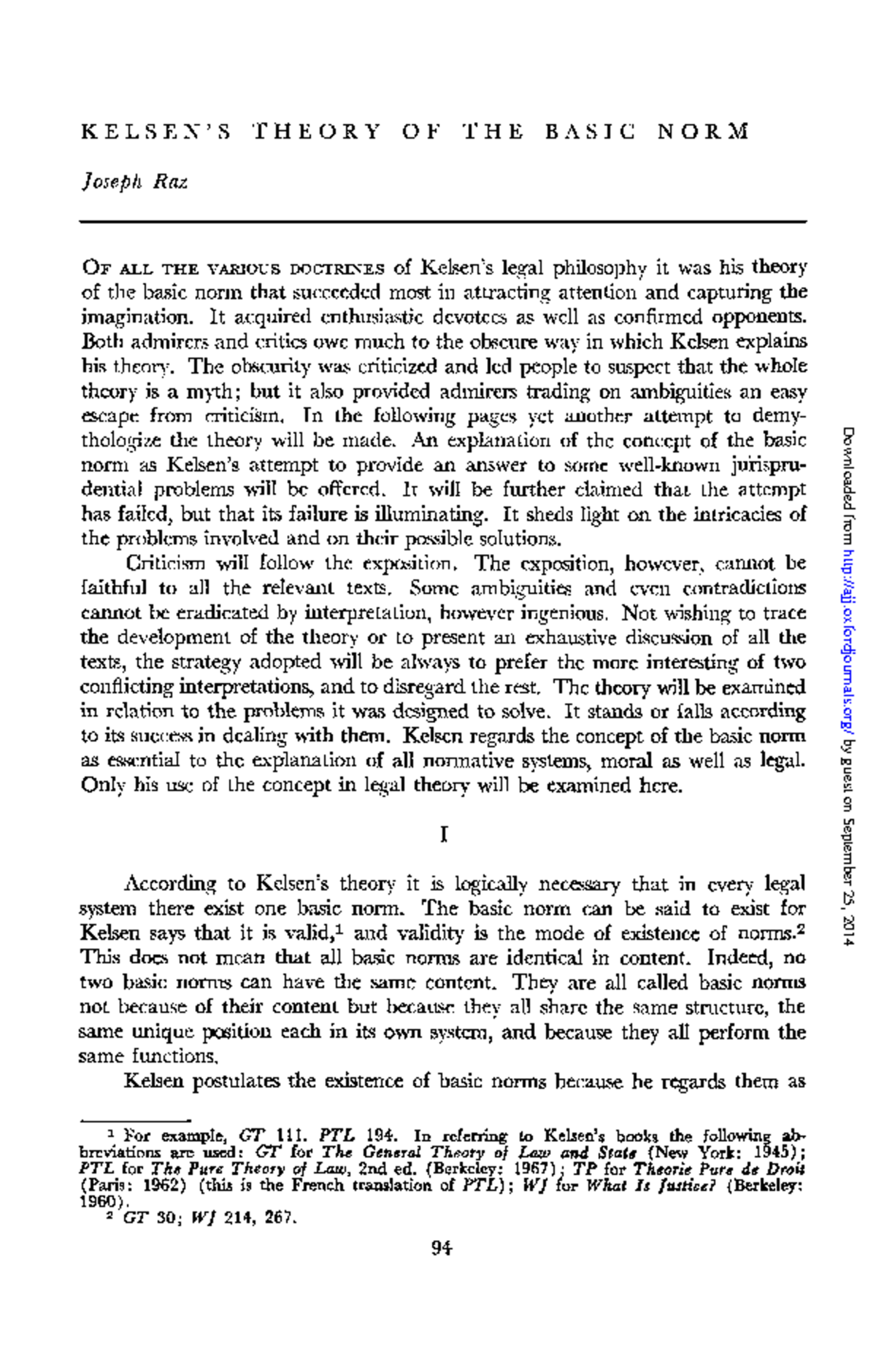 Joseph Raz -Kelsens Theory of the Basic Norm - K E L S E N ' S T H E O ...