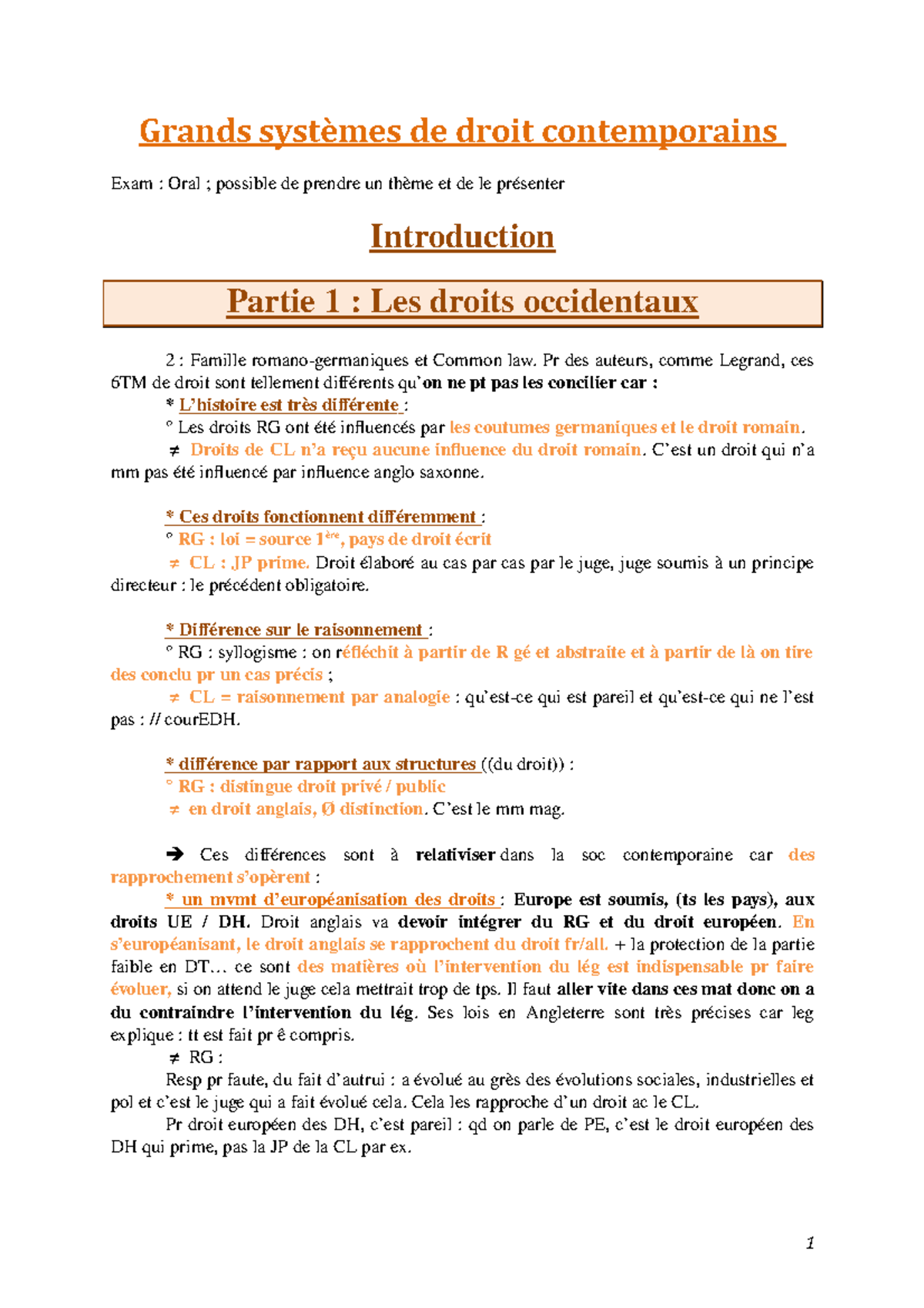 Fiches Grands Systemes De Droit Contemporain Studocu