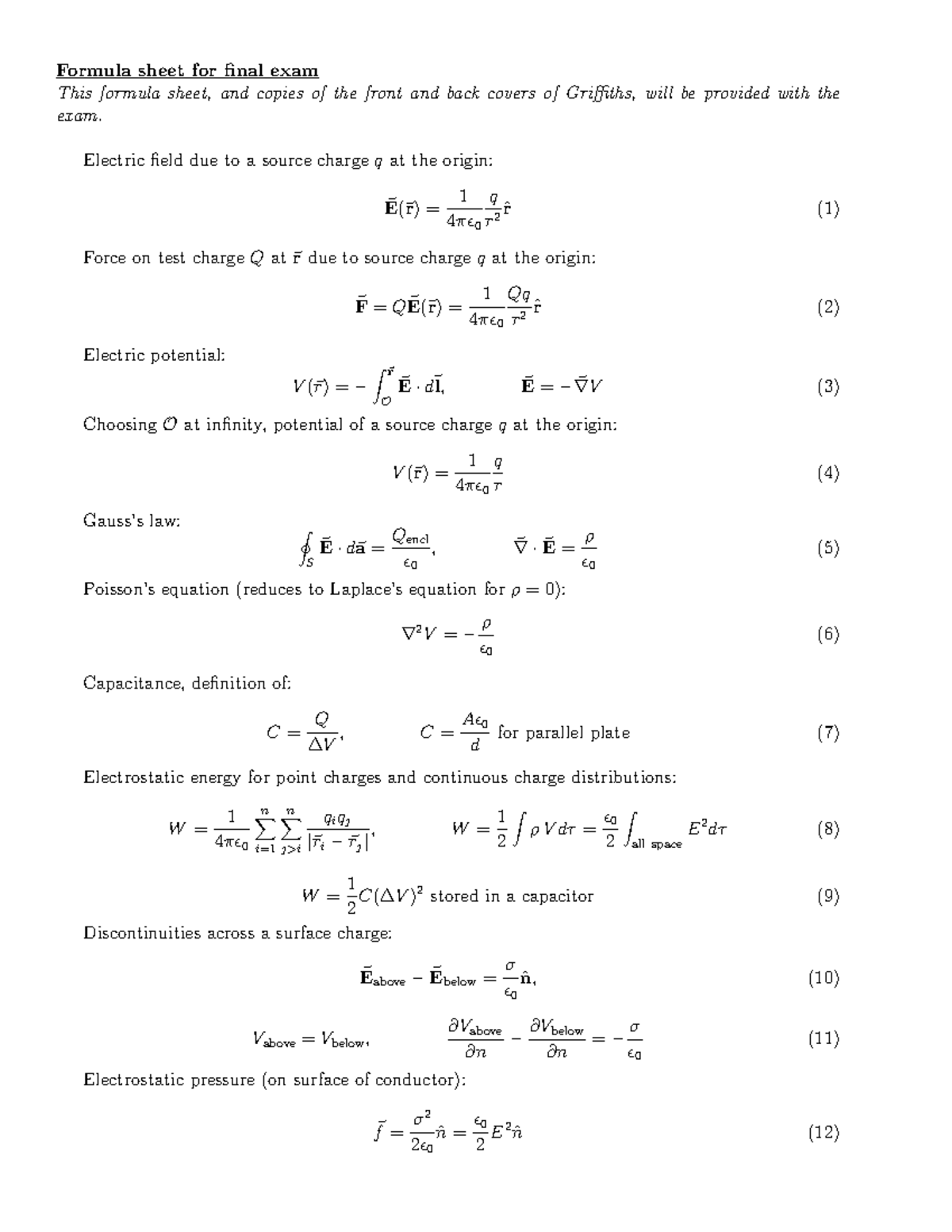 Formulasheet-final - Formulasheet-final - Formula Sheet For Final Exam ...