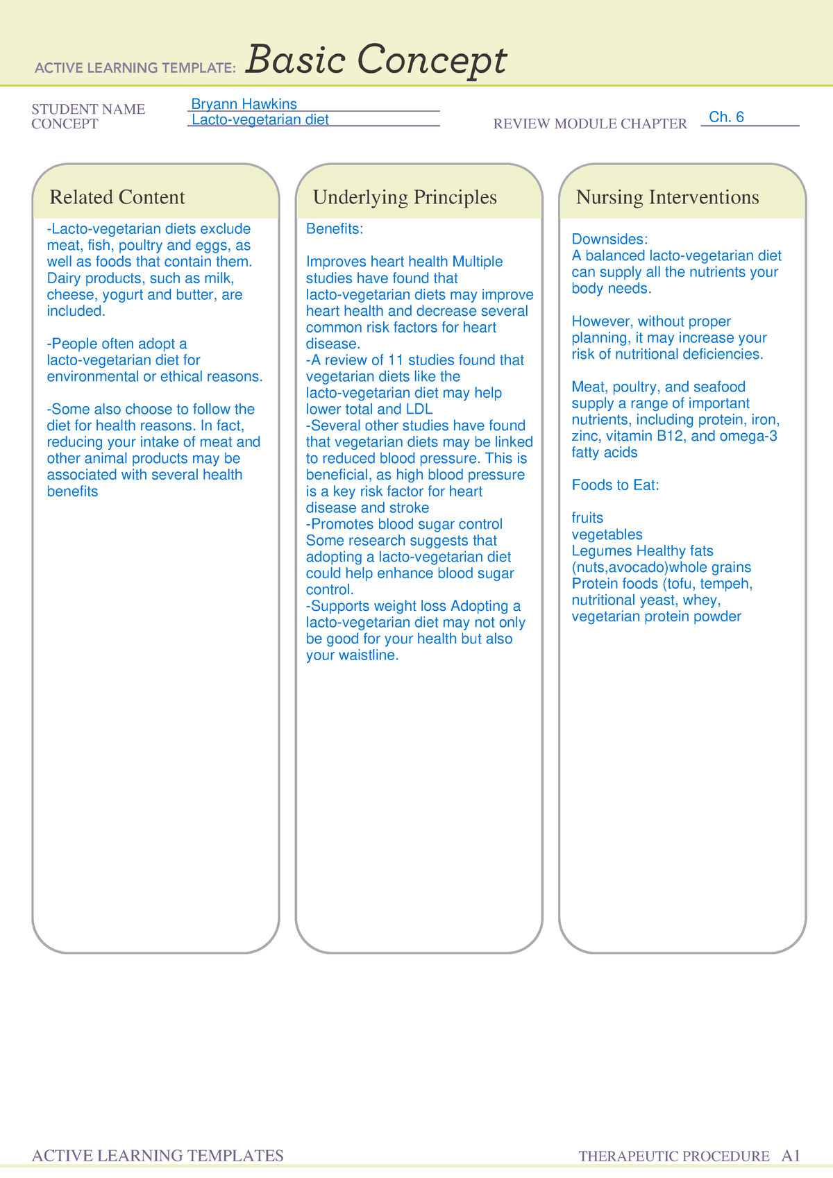 Nutrition - ait remediation - RET 3493 - STUDENT NAME CONCEPT REVIEW ...