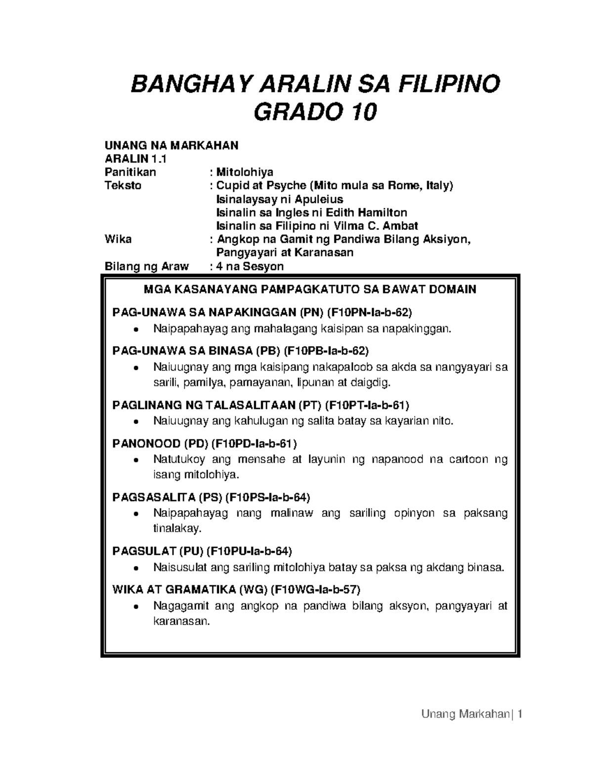 11 Mitolohiya The Methodology Of The Story Banghay Aralin Sa