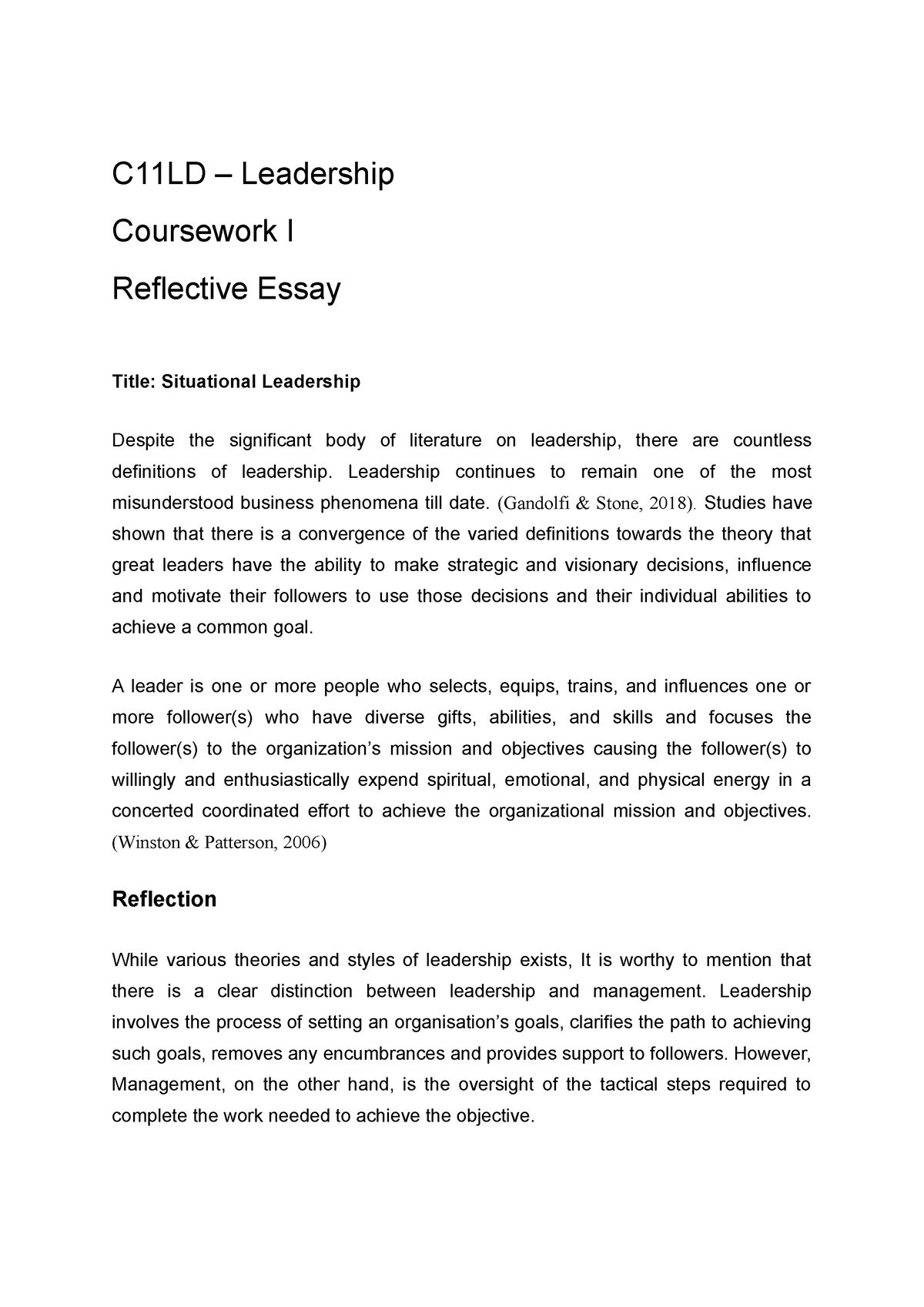 apa assignment leadership style reflective essay submit assignment