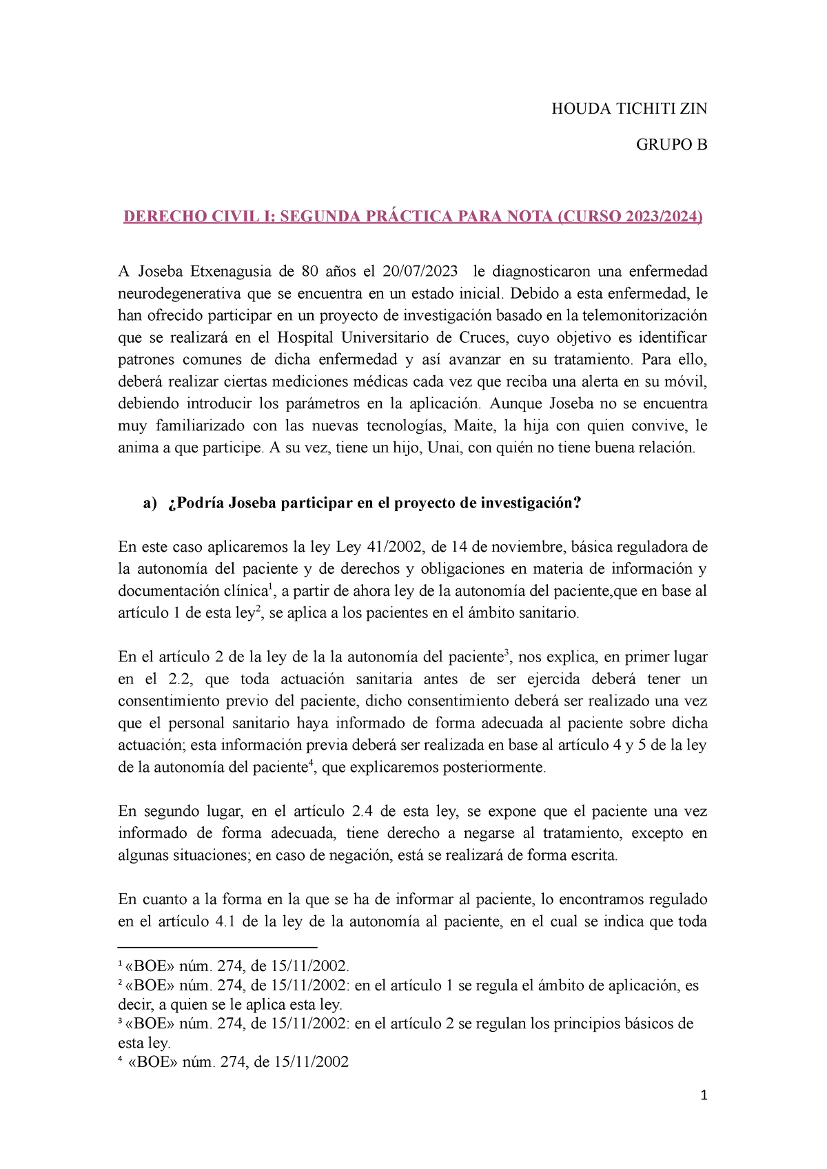 Segunda Pr Ã¡ctica Para Nota - HOUDA TICHITI ZIN GRUPO B DERECHO CIVIL ...