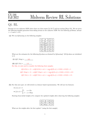 Seminar Assignments - Cs188 Ai Written 1 - 4 - CS188: Artificial ...