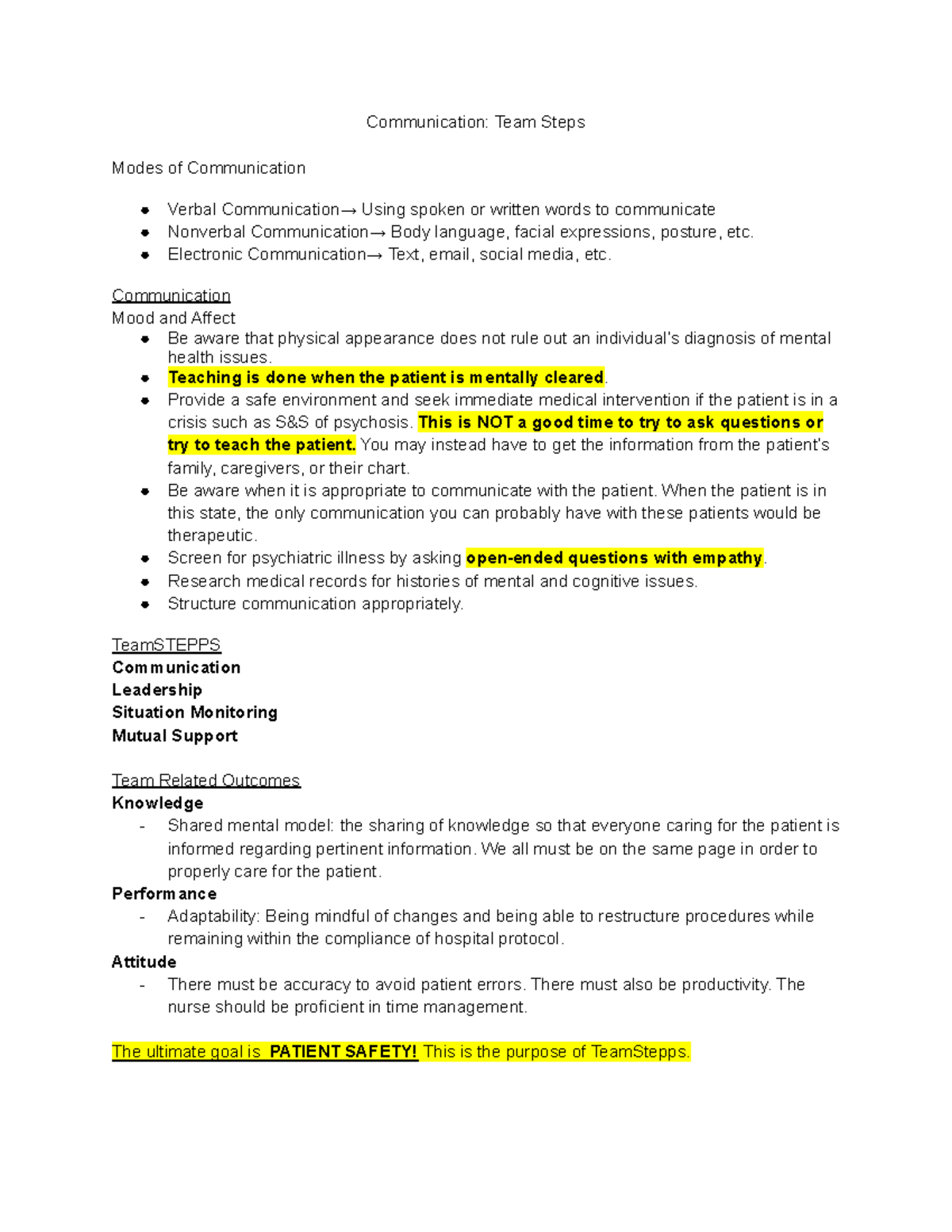 Communication Team Steps - Communication: Team Steps Modes of ...
