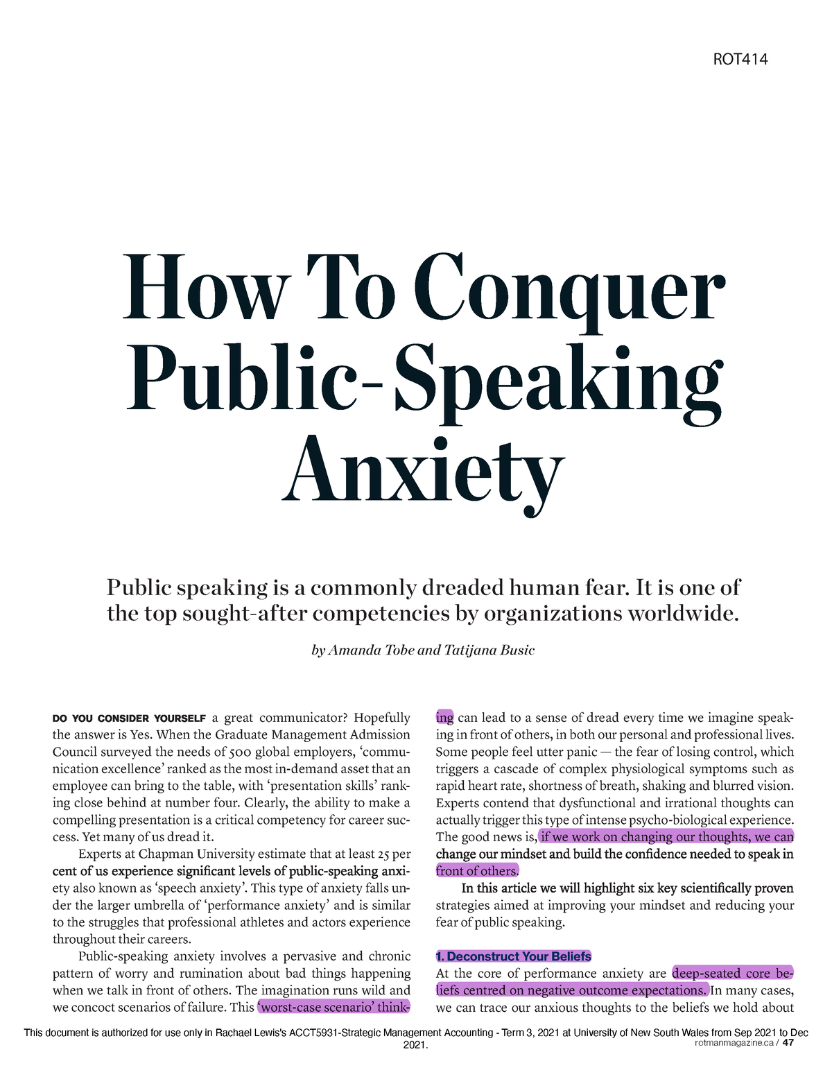 Public Speaking Anxiety - Rotmanmagazine / 47 A Great Communicator ...