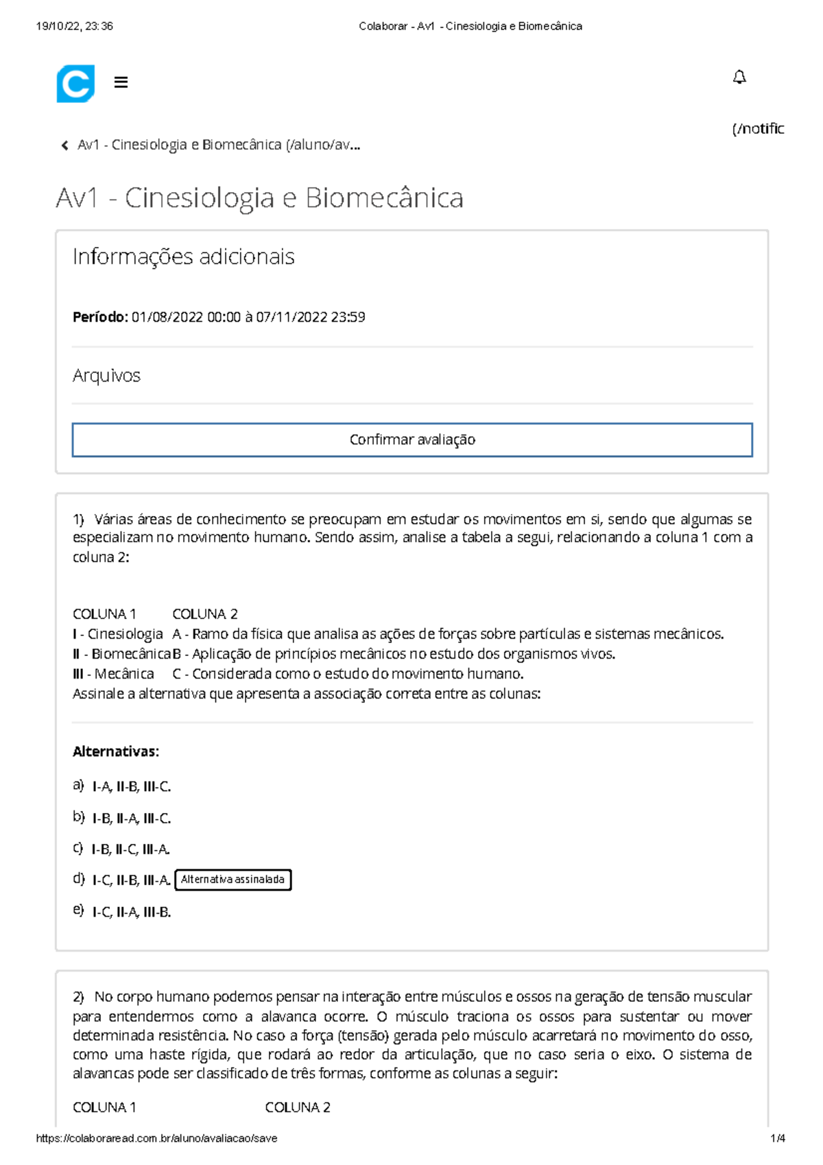 AVD cinesio trab e rtm - Cinesioterapia 1 – No método G.D, cada