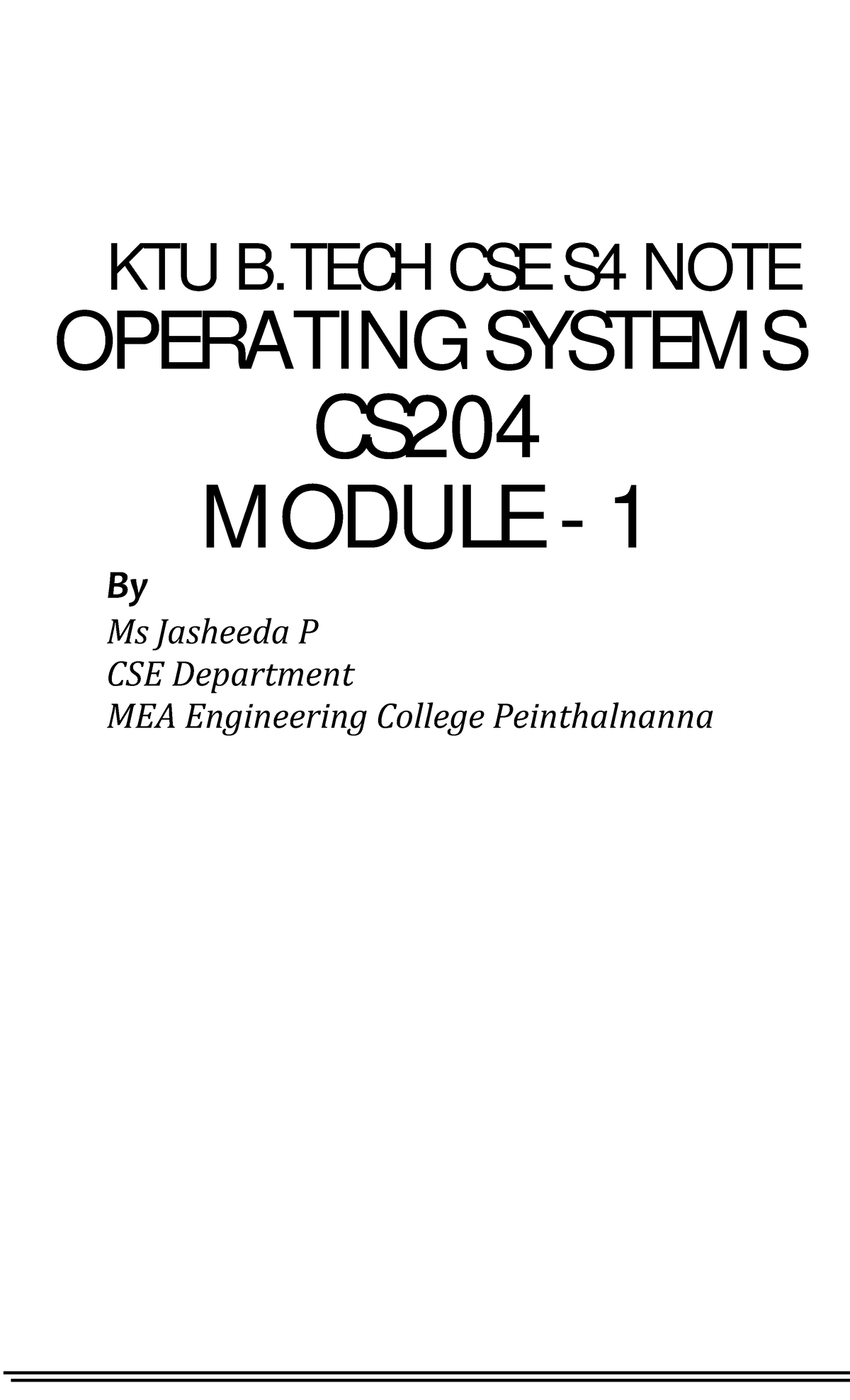 CS204-OS-Module-1 [www - By Ms Jasheeda P CSE Department MEA ...