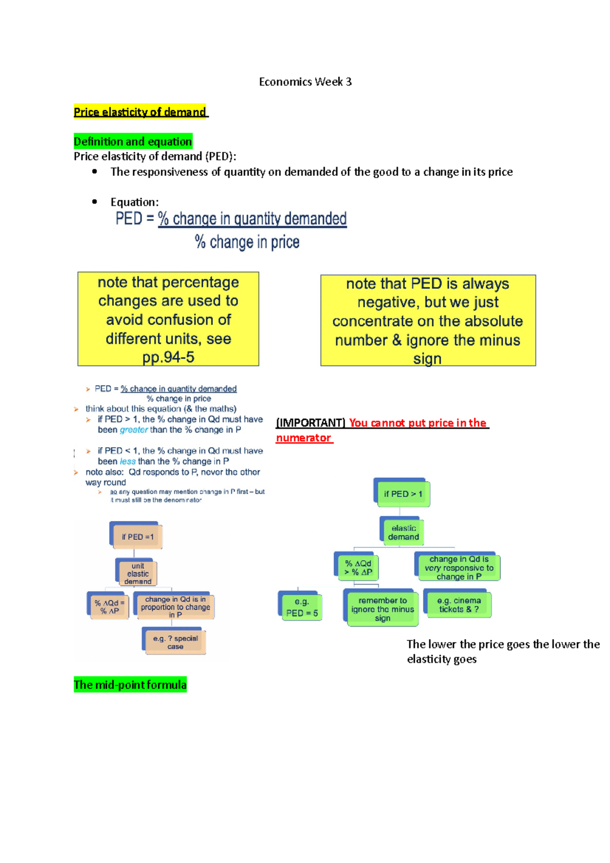Economics LECTURE Week 3 - Economics Week 3 Price elasticity of demand ...
