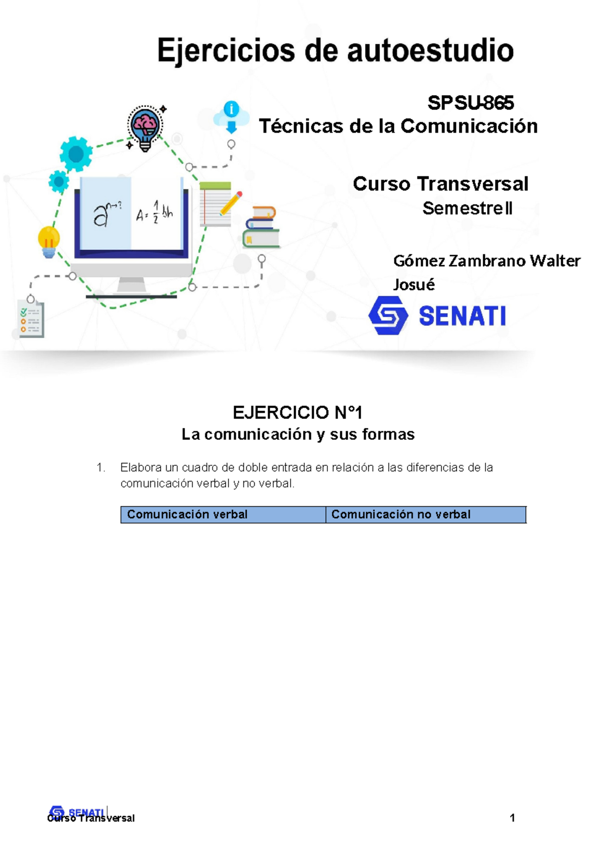 Ejercicios tecnicas de comunicacion 1 - EJERCICIO N° La comunicación y ...