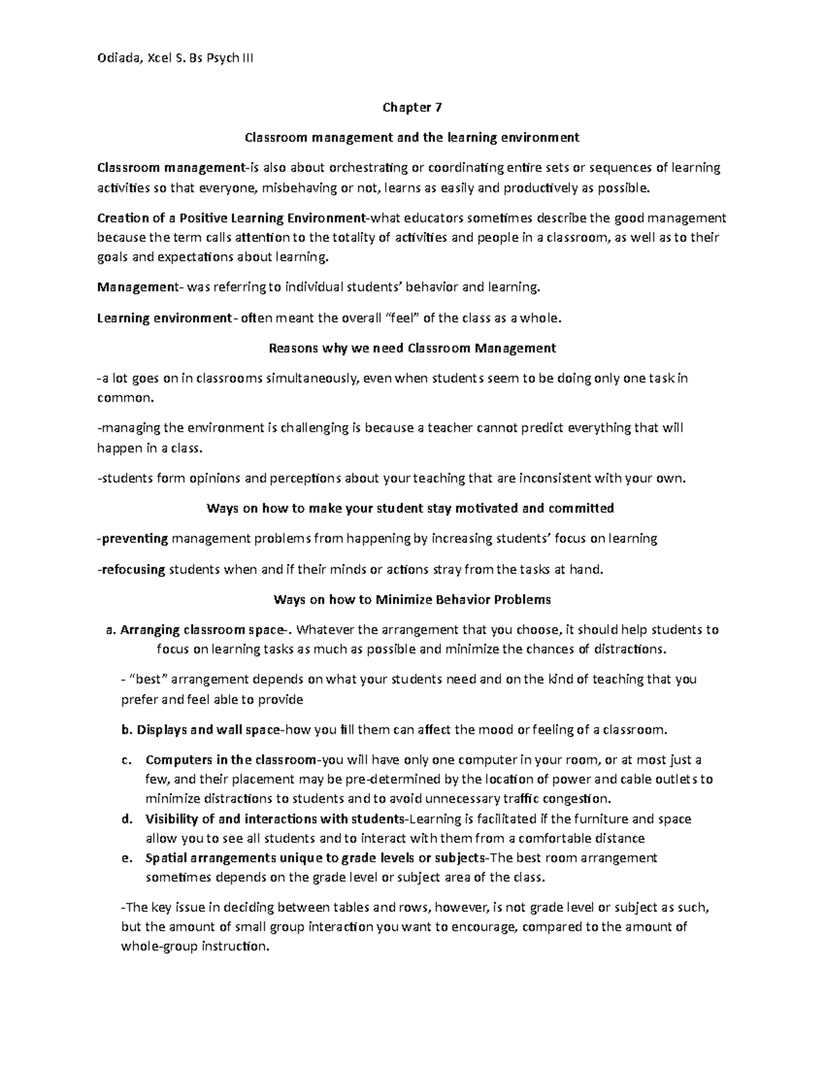 Finals Reviewer Educ Psych - Chapter 7 Classroom management and the ...