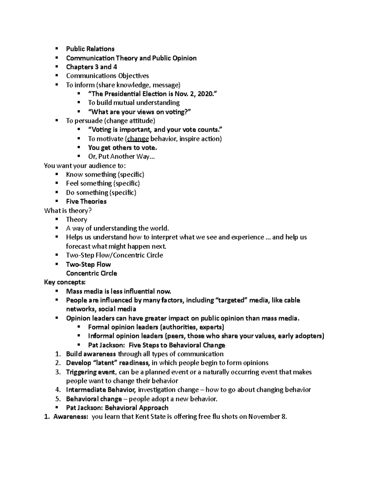 PR CH 3 and 4 - Lecture notes 4 - Public Relations Communication Theory ...