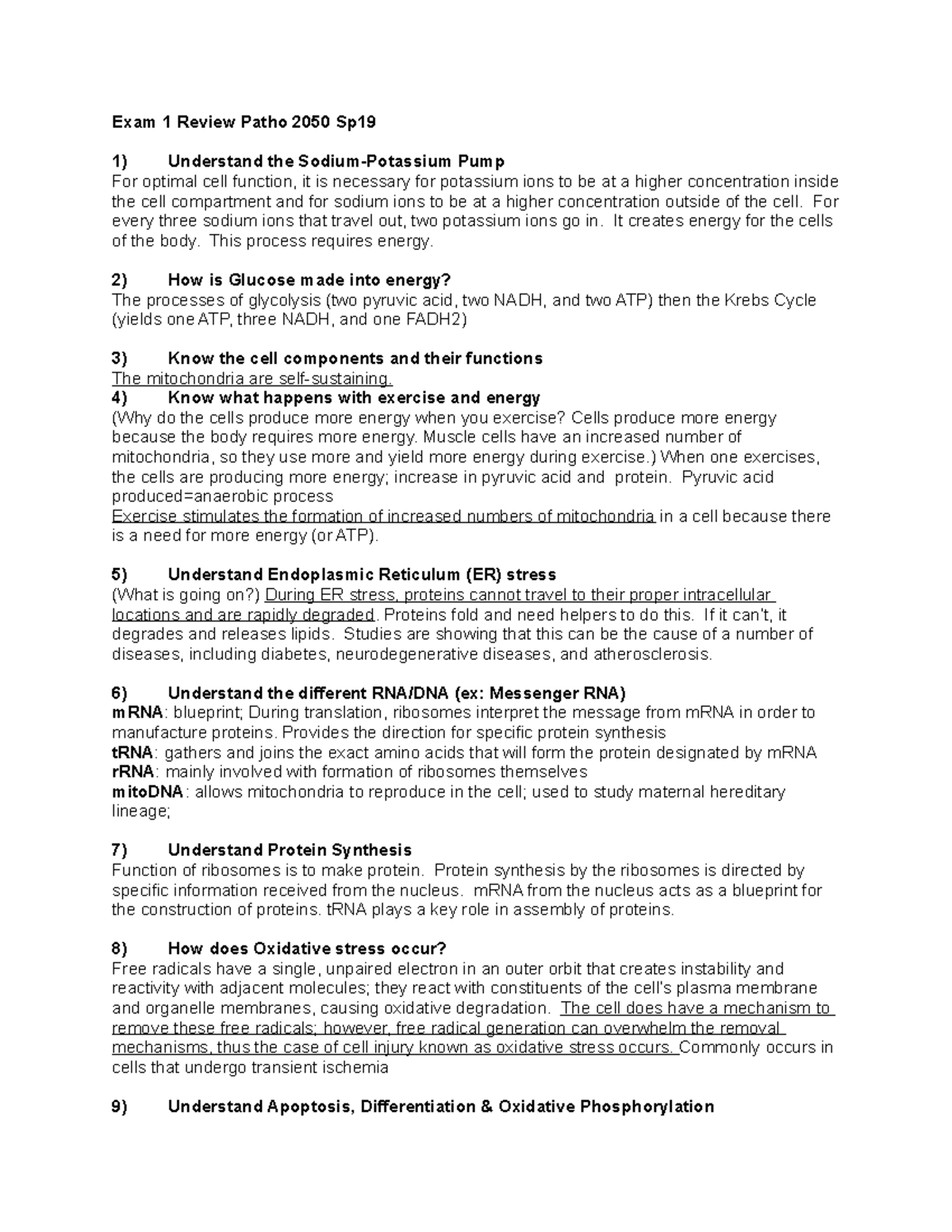Patho Exam 1 Study Guide - Exam 1 Review Patho 2050 Sp 1) Understand ...