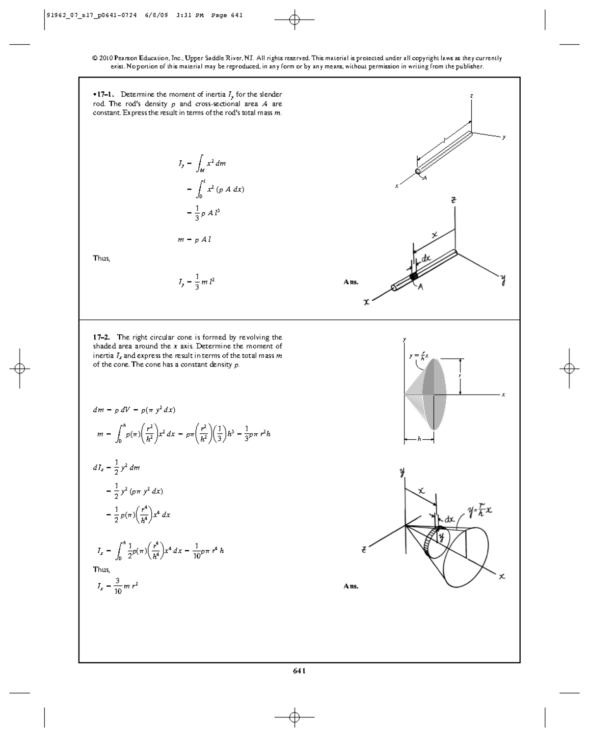 Chapter 17 Planar Kinetics Of A Rigid Body Force And Acceleration Thus Iy Ans 1 3 M L 2