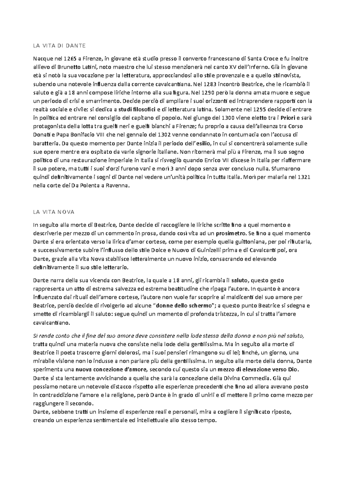 vita e opere di dante