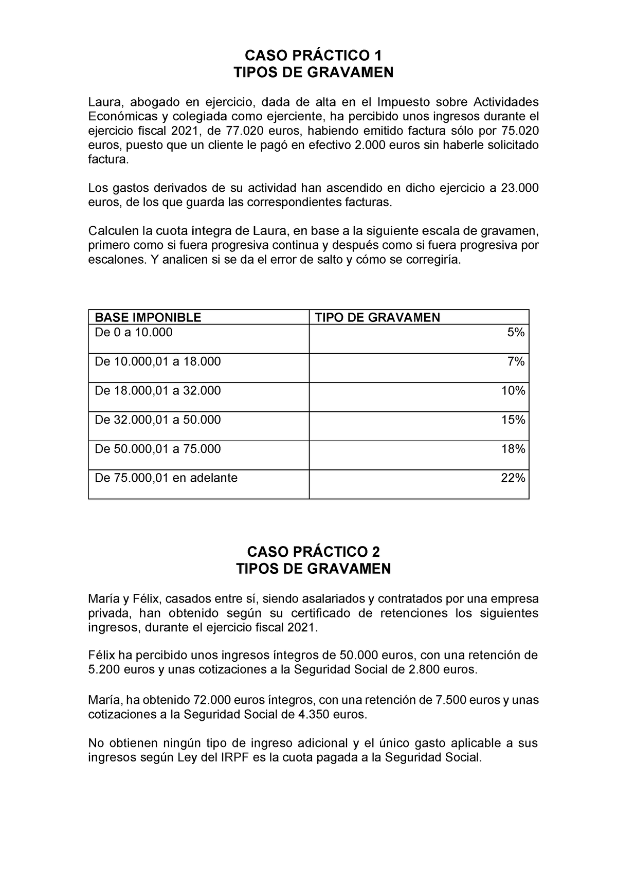 Casos Prácticos Tipos De Gravamen - CASO PRÁCTICO 1 TIPOS DE GRAVAMEN ...