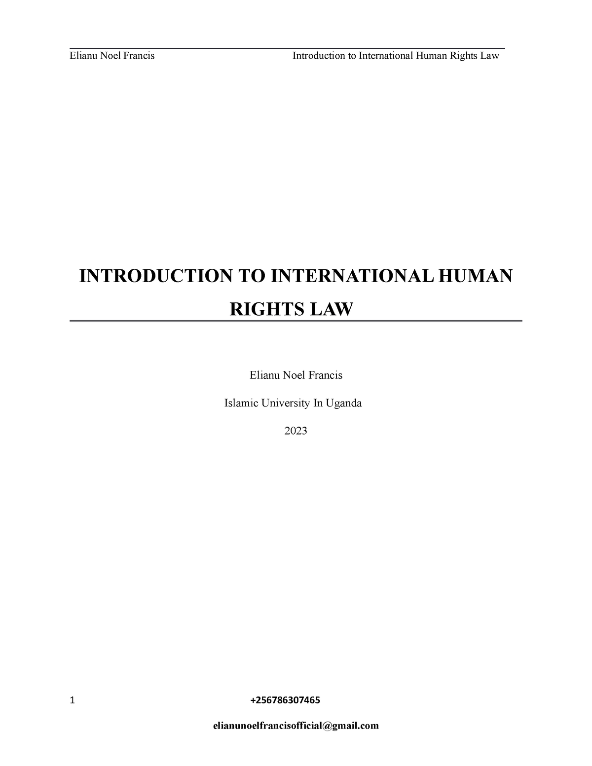 Introduction To International Human Rights Law INTRODUCTION TO 