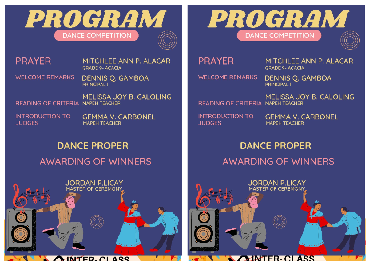 Program Dance Contest - MAPEH 10 - Studocu
