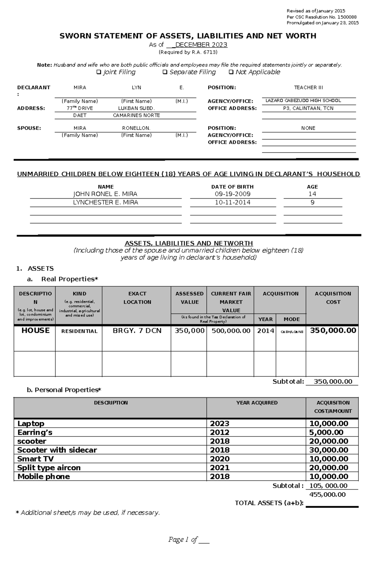 2015 saln form form revised as of january 2015 per csc resolution